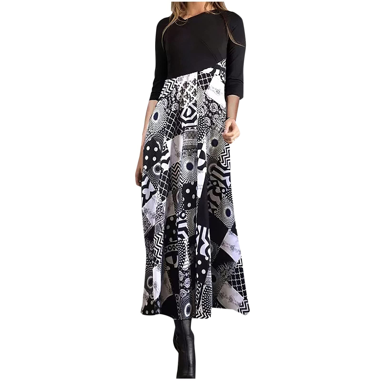 Elegant Women's Autumn Winter Long Dresses with Floral Embroidery - Sexy O-Neck Party Dress for Evening Events, Date Nights & Special Occasions