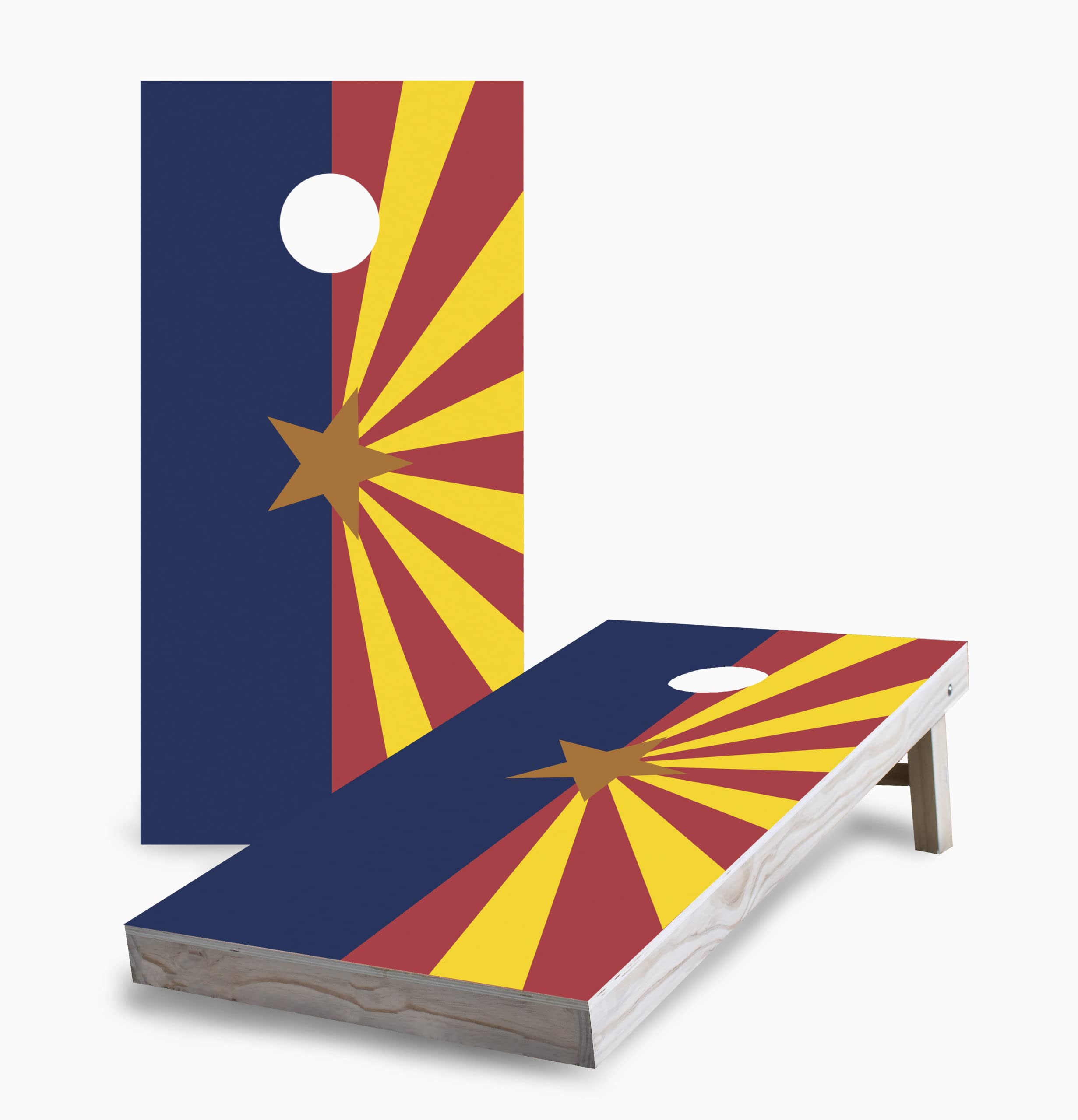 Arizona State Flag Cornhole Game Set - 2 Boards & 8 Bean Bags with Accessories - Outdoor Lawn Games for Backyard, Tailgating, and Parties