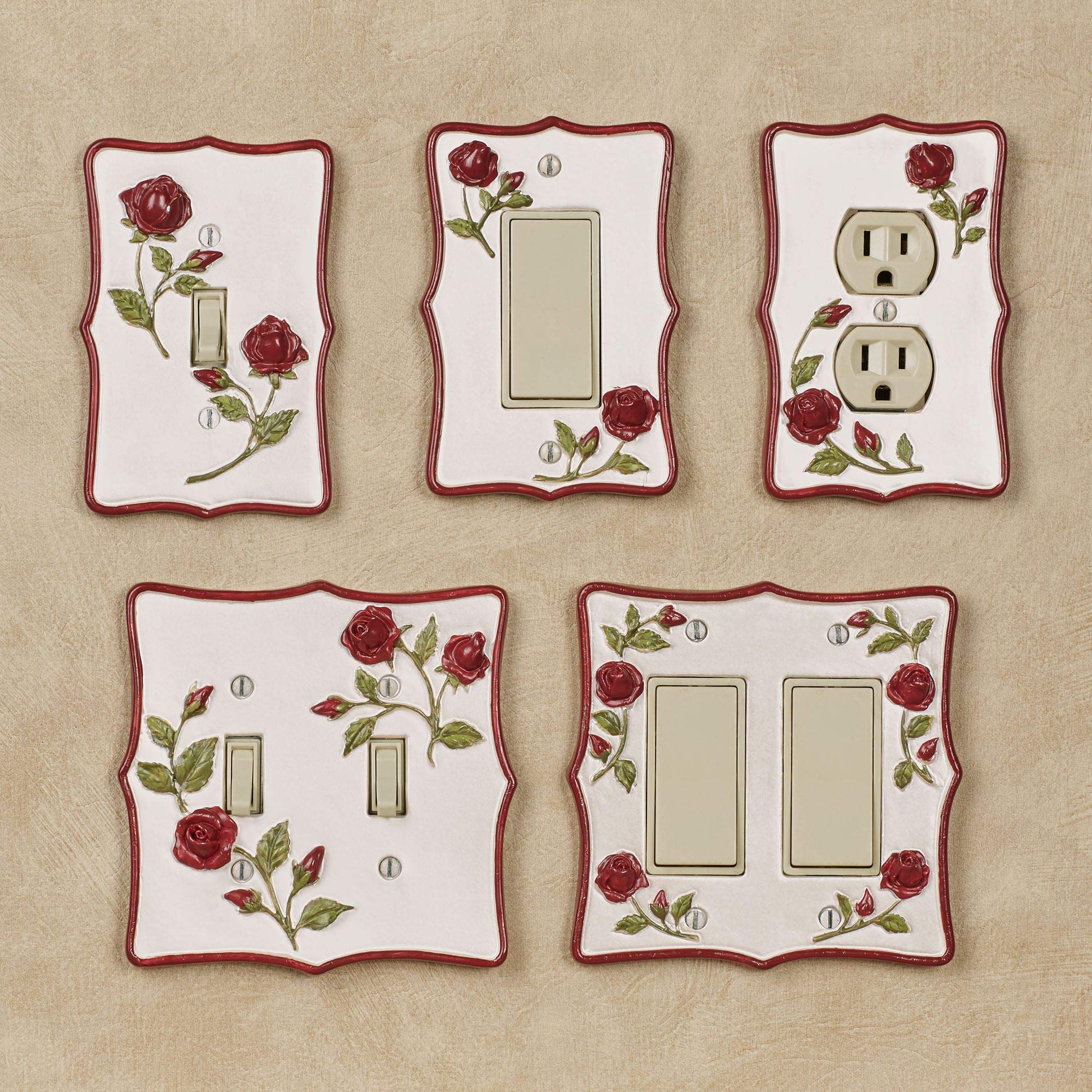 Vining Rose Single Switch Red - Decorative Wall Light for Bedroom, Living Room & Hallway