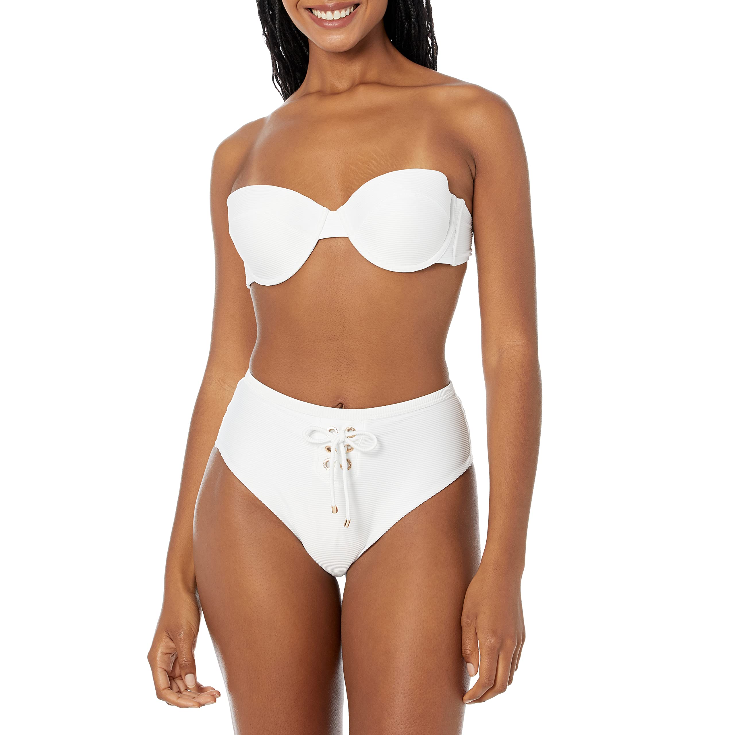 Emporio Armani Women's Standard Ottoman Lycra Bikini - Swimwear for Beach, Pool & Vacation | Stylish & Comfortable Two-Piece Bathing Suit