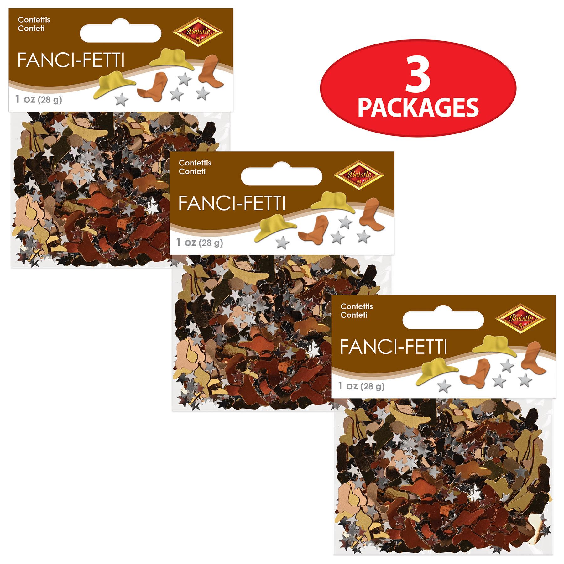 12 Pack Beistle Western Confetti Decorations - Copper, Gold, Silver (1 Oz per Pack) | Perfect for Cowboy Parties, Wild West Themed Events & Western Weddings