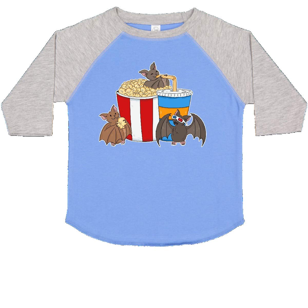Movie Loving Bats with Popcorn and Soda Toddler T-Shirt - Cute Halloween & Movie Night Outfit for Kids