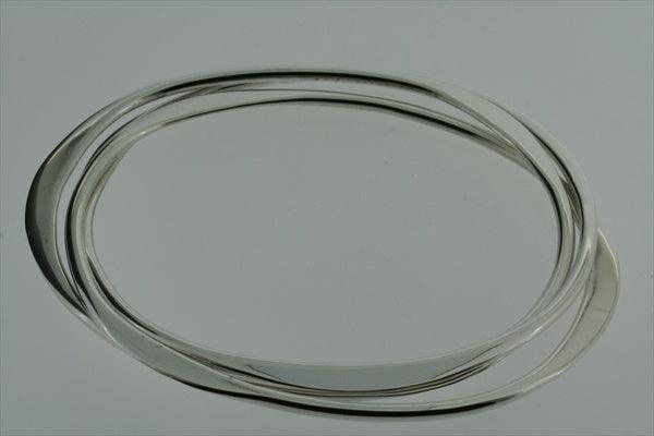 3 Interlinked Flattened Oval Bangle Bracelet - Sterling Silver Jewelry for Women, Gift for Her, Perfect for Everyday Wear & Special Occasions