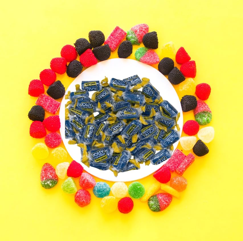 Jolly Rancher Hard Candy Blue Raspberry - Individually Wrapped Bulk Candy - 1 Pound Resealable Bag - Long-Lasting Fruit Flavor - Perfect for Parties, Halloween Treats & Office Snacks