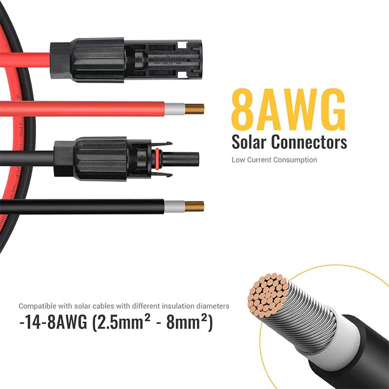 BougeRV 12-Piece 8AWG Solar Panel Connector Kit with Spanners - IP67 Waterproof Male & Female for RV, Marine, and Off-Grid Solar Systems