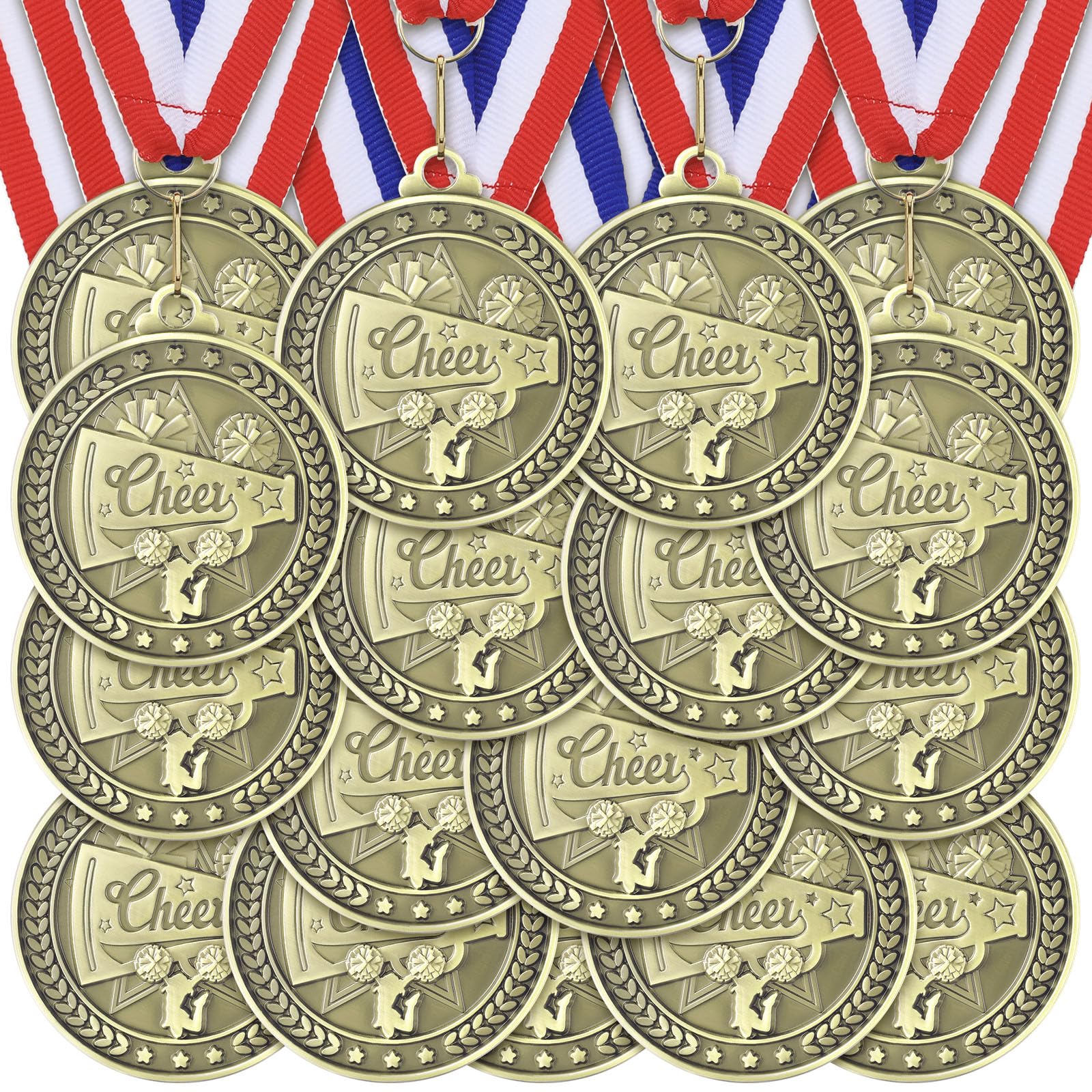 48 Pcs Gold Silver Bronze Award Medals with Neck Ribbons - Champion Medals for Sports Competitions, School Field Day, Birthday Party Prizes & Winner Trophies - Perfect for Track Meets, Soccer Tournaments & Award Ceremonies