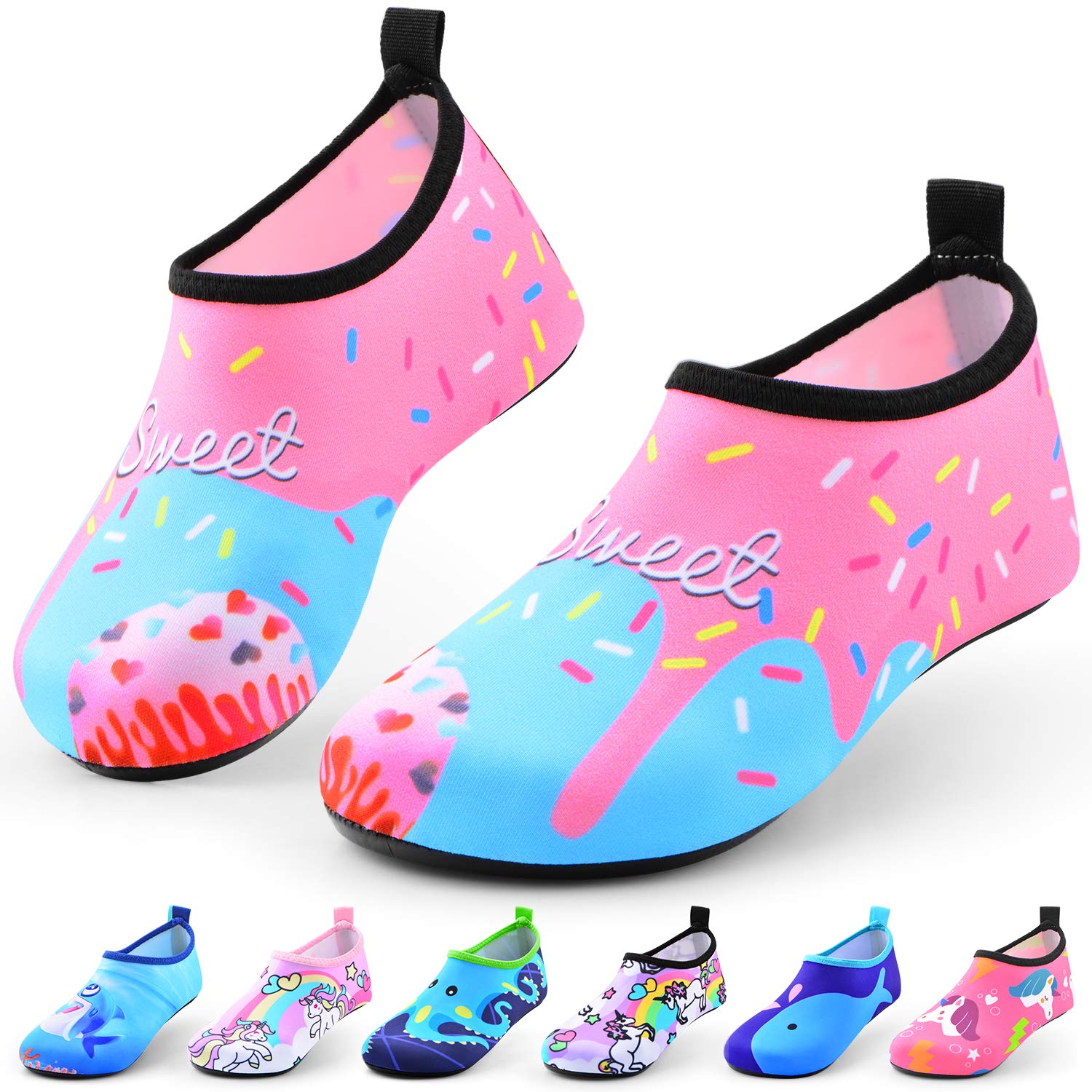 **Sunnywoo Kids Water Shoes for Boys & Girls - Quick-Dry Non-Slip Aqua Socks for Swimming, Beach, and Outdoor Sports - Barefoot Skin-Friendly Design for Toddlers & Children**    *(Perfect for Beach Trips, Pool Parties, Water Parks, and Summer Adventures!)*