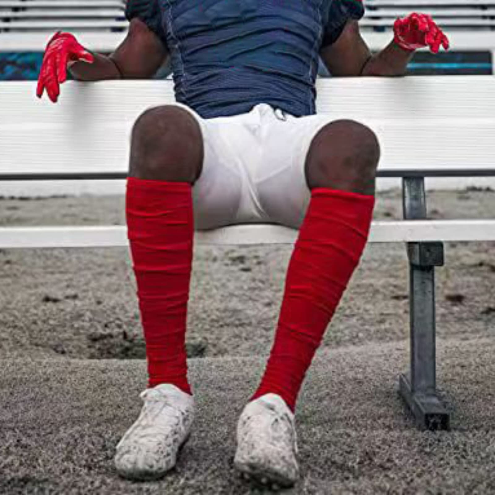 Hovershoes Scrunch Football Socks - Extra Long 2 Pack Cotton Sports Socks with Ankle Support & Padded Knee High Design for Youth & Adults - Compression Leg Sleeves & Protective Tube Socks for Soccer, Running, Basketball & Workout