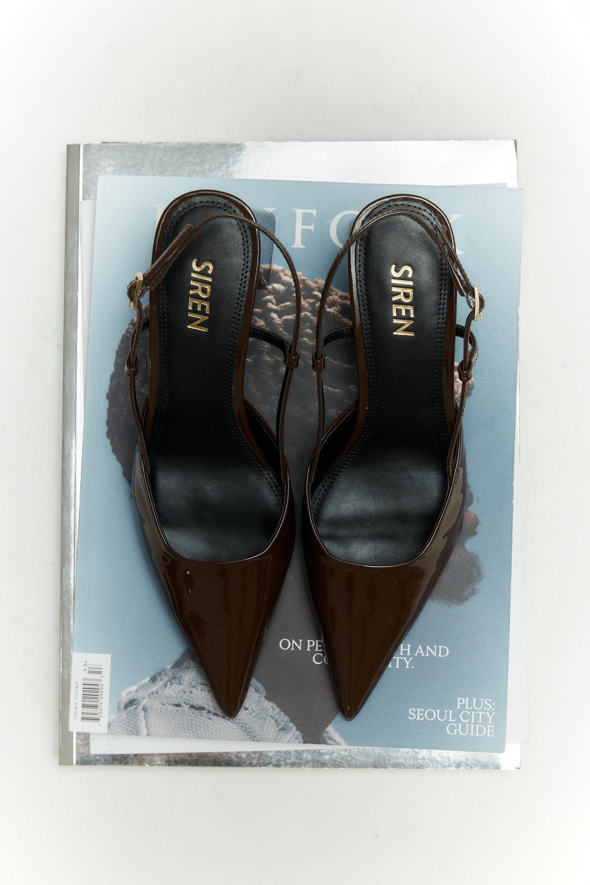 Yasmine Slingback Heels for Women - Chocolate Brown Patent Leather Dress Shoes - Comfortable High Heels for Party, Wedding & Office Wear