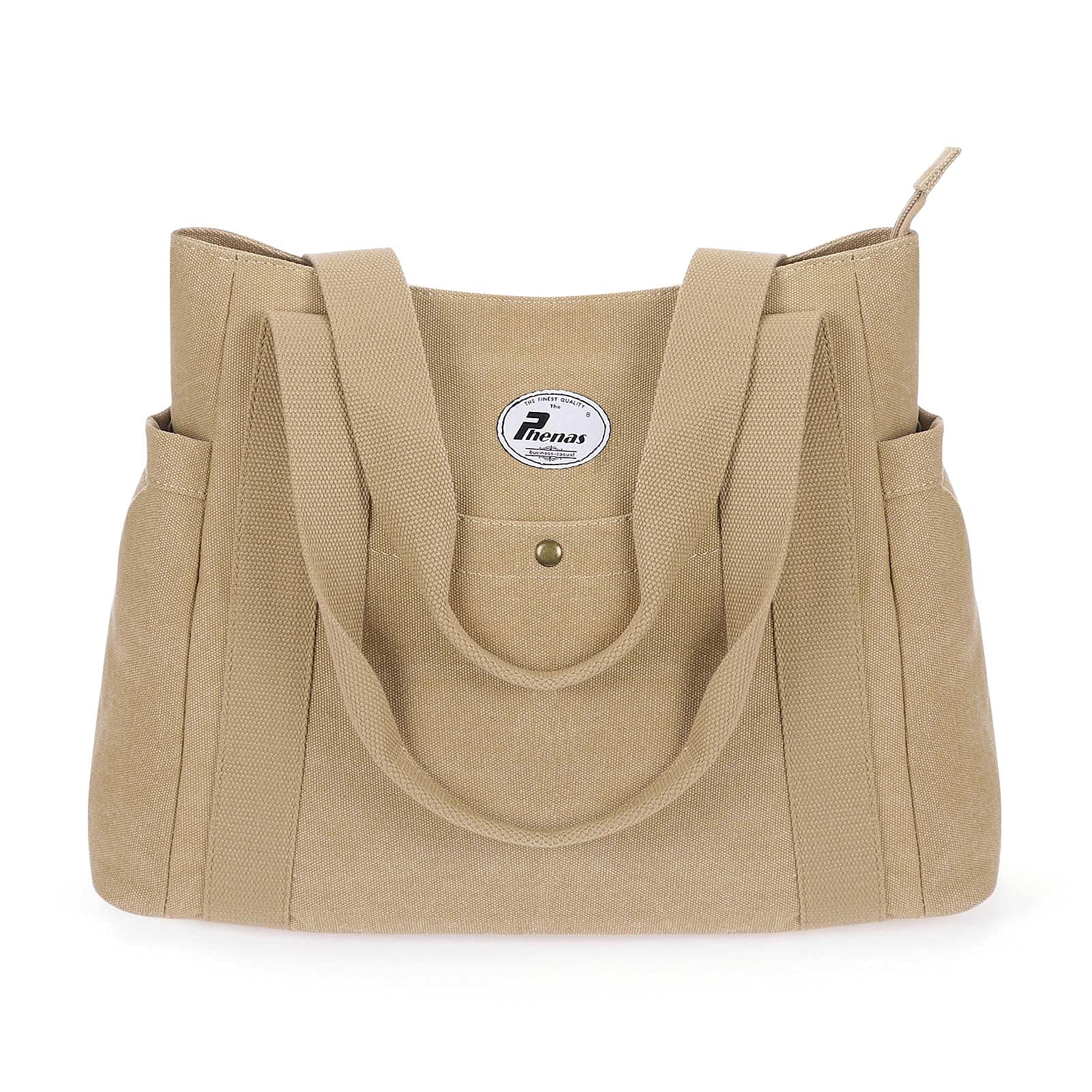 **Phenas Women's Large Canvas Tote Shoulder Bag with Zipper – Stylish Top Handle Satchel for Shopping, Travel, Commuting, Pool & Beach**    *Perfect for work, daily errands, weekend getaways, and summer outings!*