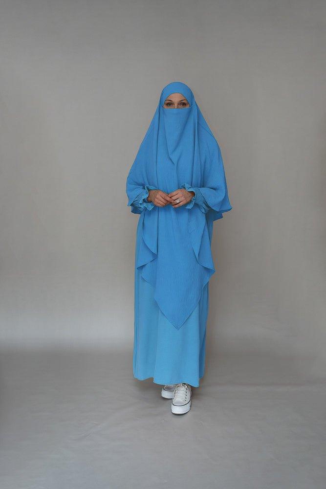 Light Blue Modest Maxi Dress with Pockets - Wrinkle-Free Flowy Long Dress for Women | Perfect for Church, Beach & Summer Outfits
