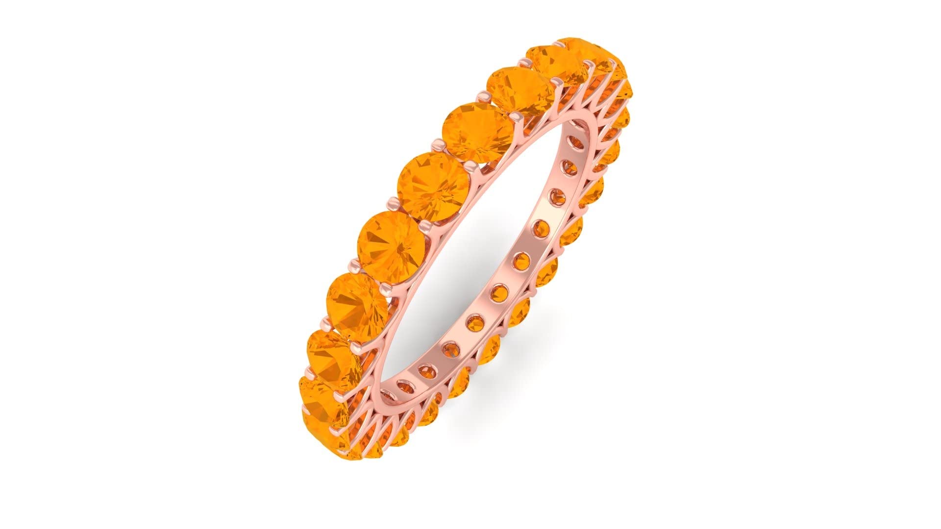2.25 CT Fire Opal Full Eternity Ring for Women - 14K Solid Gold Wedding Band, Anniversary Gift, Stackable Ring for Everyday Wear & Special Occasions