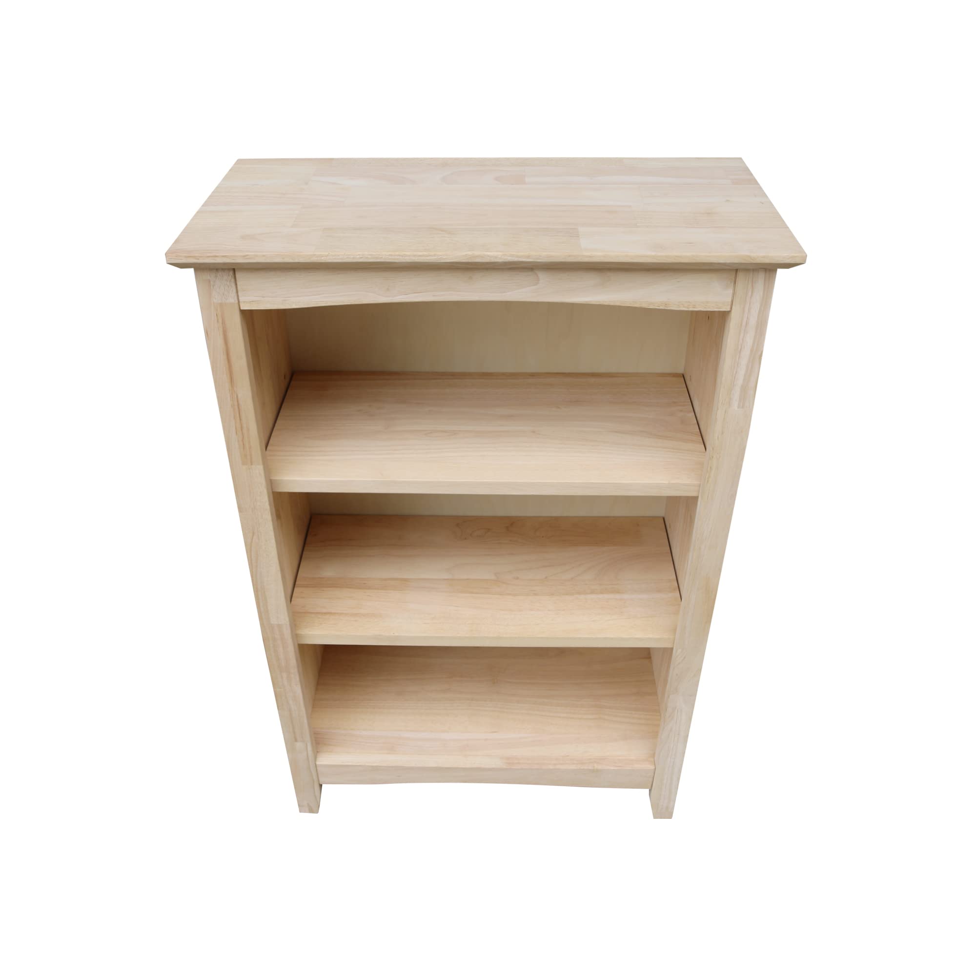 IC International Concepts 36-Inch Shaker Bookcase - Solid Wood Storage Organizer for Home & Office | Durable Unfinished Shelf for Living Room, Bedroom or Study