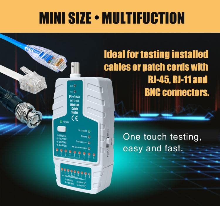 MT-7058 Mini LAN Cable Tester - Multifunctional Network Tester with Wire & Wireless Cable Tracking - Perfect for Home, Office & IT Network Maintenance