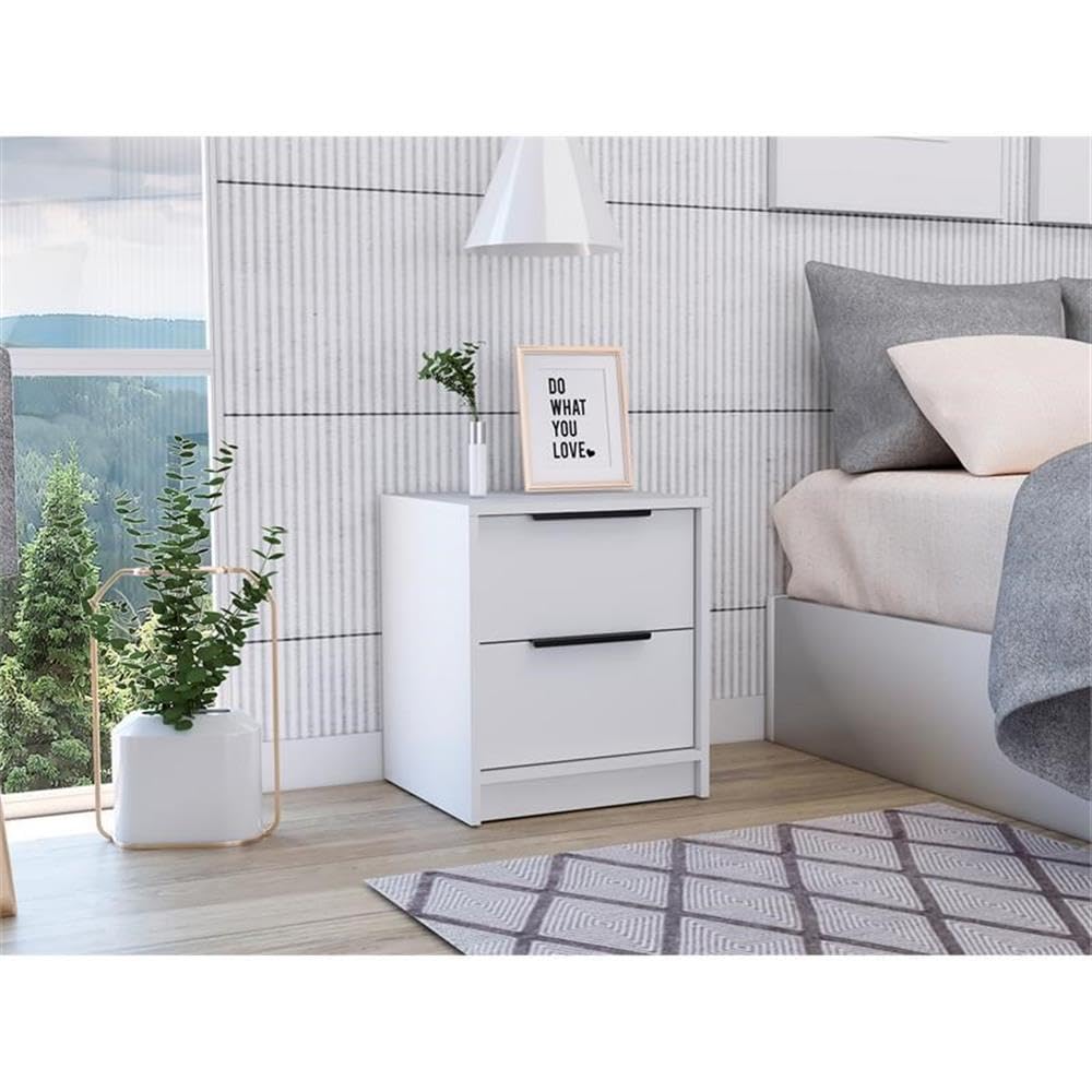 TUHOME Kaia Nightstand - White Engineered Wood Bedside Table with Drawer for Bedroom, Living Room & Guest Room - Modern Nightstand with Storage for Home Decor