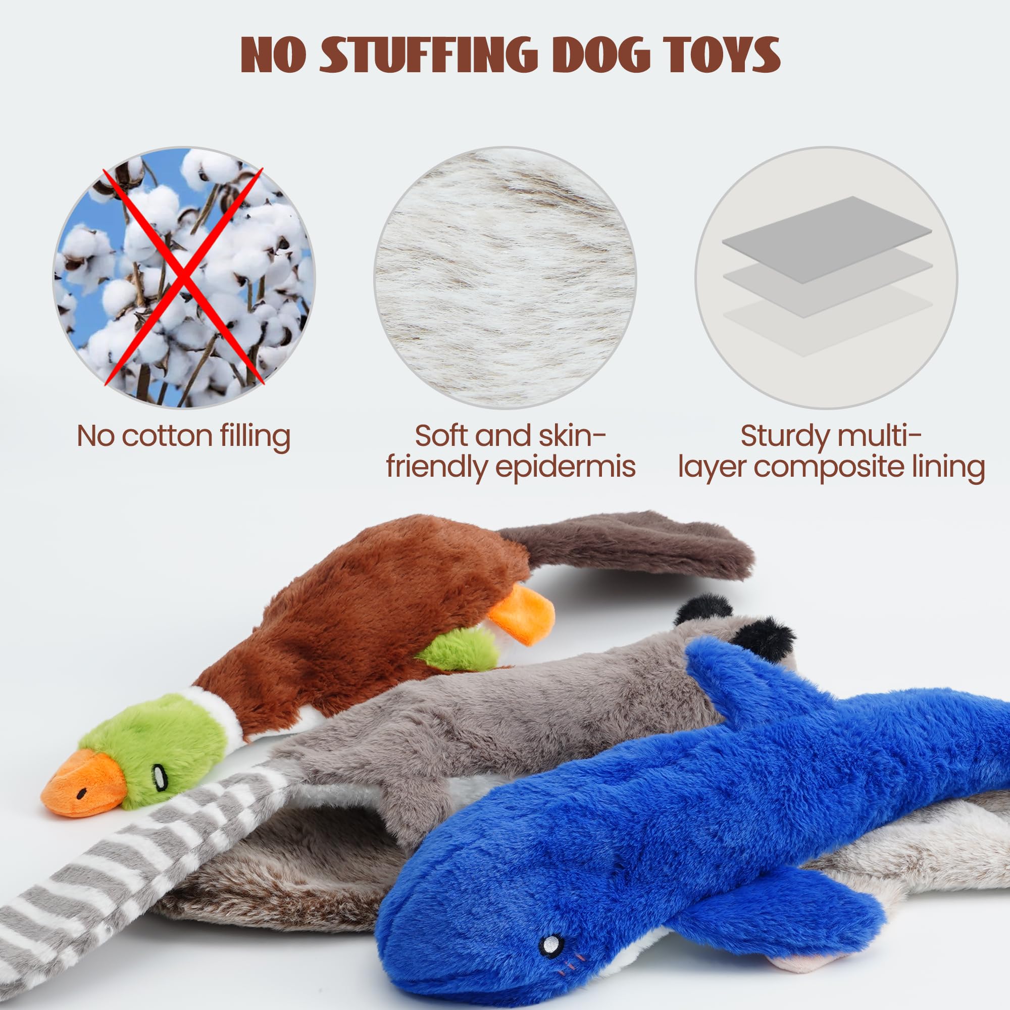 2-in-1 No Stuffing Crinkle Dog Toys with Soft Durable Fabric - Holds Water Bottles, 2 Extra Long & 3 Regular Size Stuffless Chew Toys - Squeaky Interactive Toys for Small to Large Dogs - Perfect for Indoor Play, Outdoor Fetch & Training Rewards