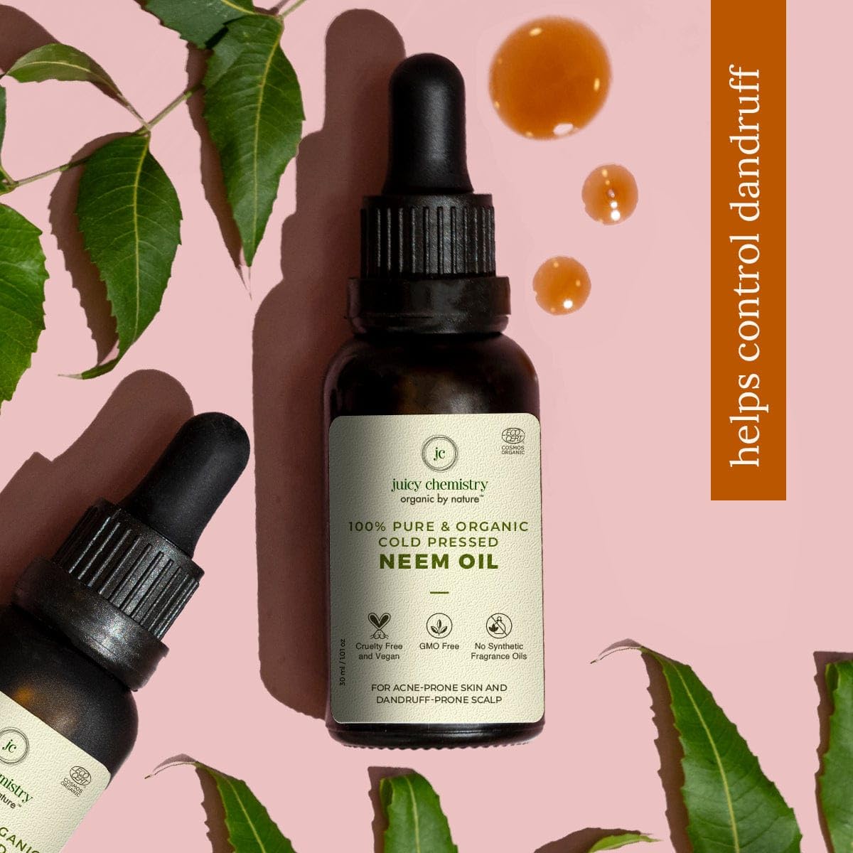 Organic Cold-Pressed Neem Oil 30ml - 100% Pure Ecocert Certified Carrier Oil for Dandruff, Itchy Scalp & Hair Care - Vegan, Cruelty-Free for Men & Women - Perfect for Scalp Massage & Natural Hair Treatment