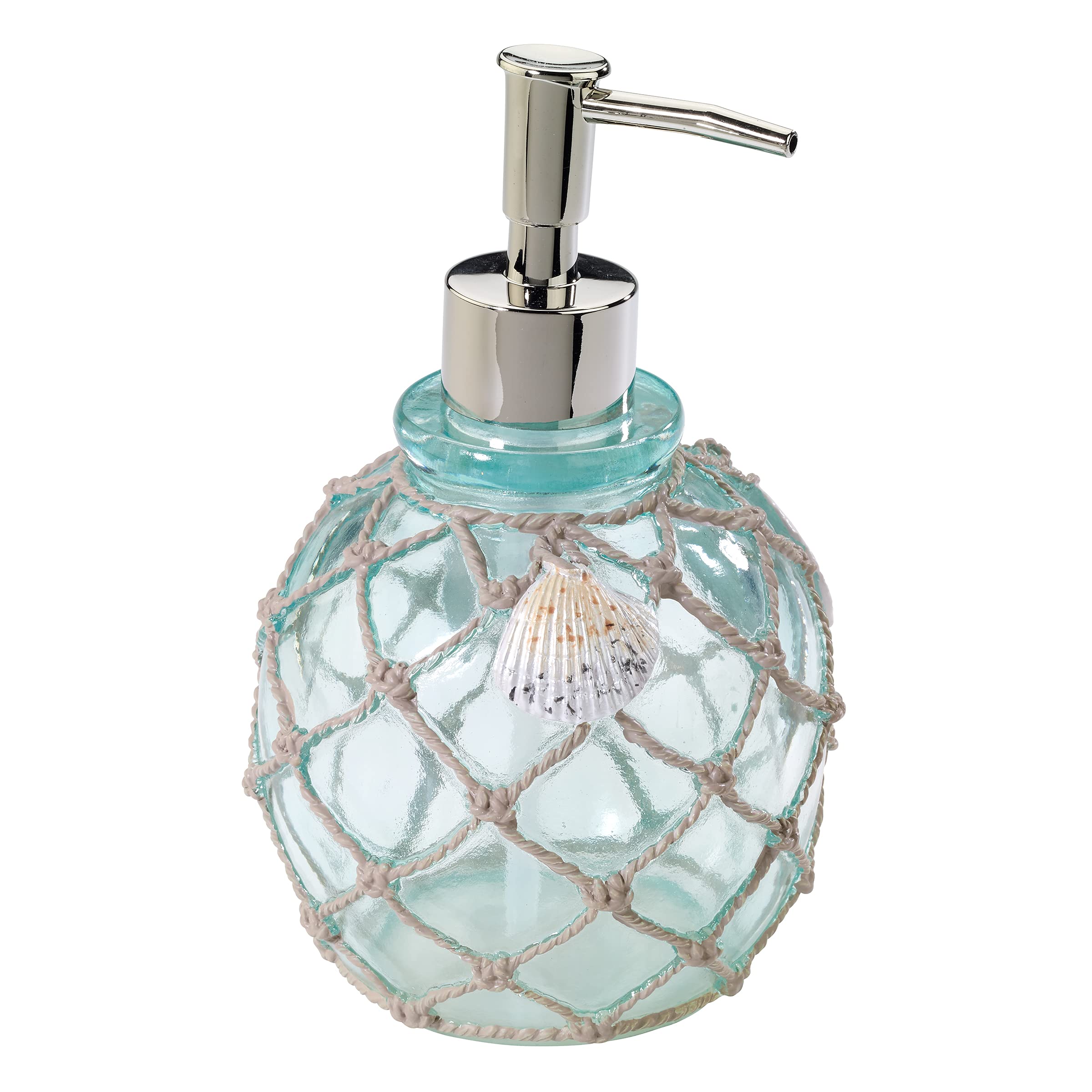 Avanti Linens Seaglass Soap Dispenser - Coastal Beach Inspired Bathroom Decor for Sink Counter, Guest Bath & Nautical Themed Home Decor