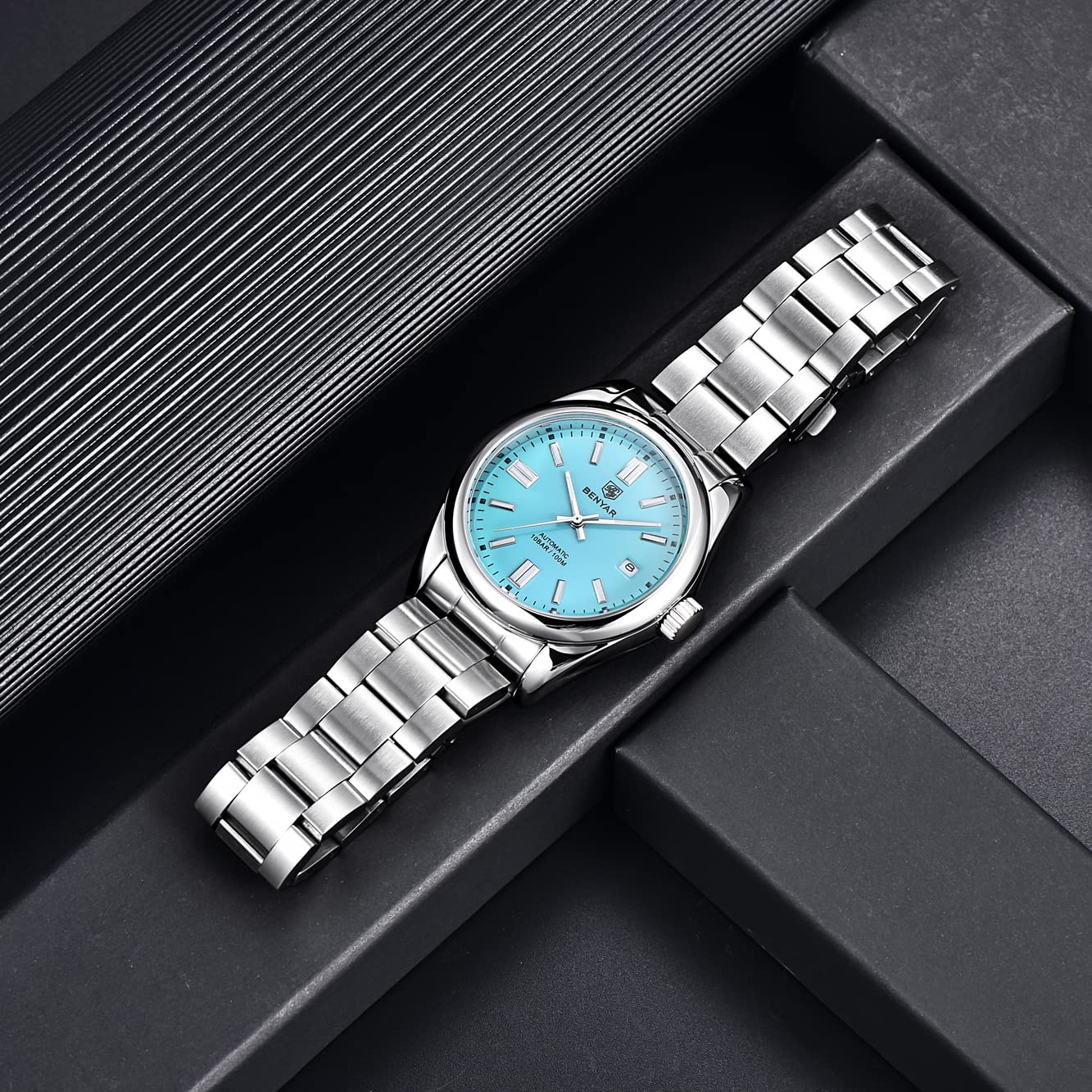 BENYAR Classic Men's Automatic Mechanical Watch - Stainless Steel Strap, Waterproof, Luminous - Business & Sports Wristwatch for Office, Formal Events & Outdoor Activities