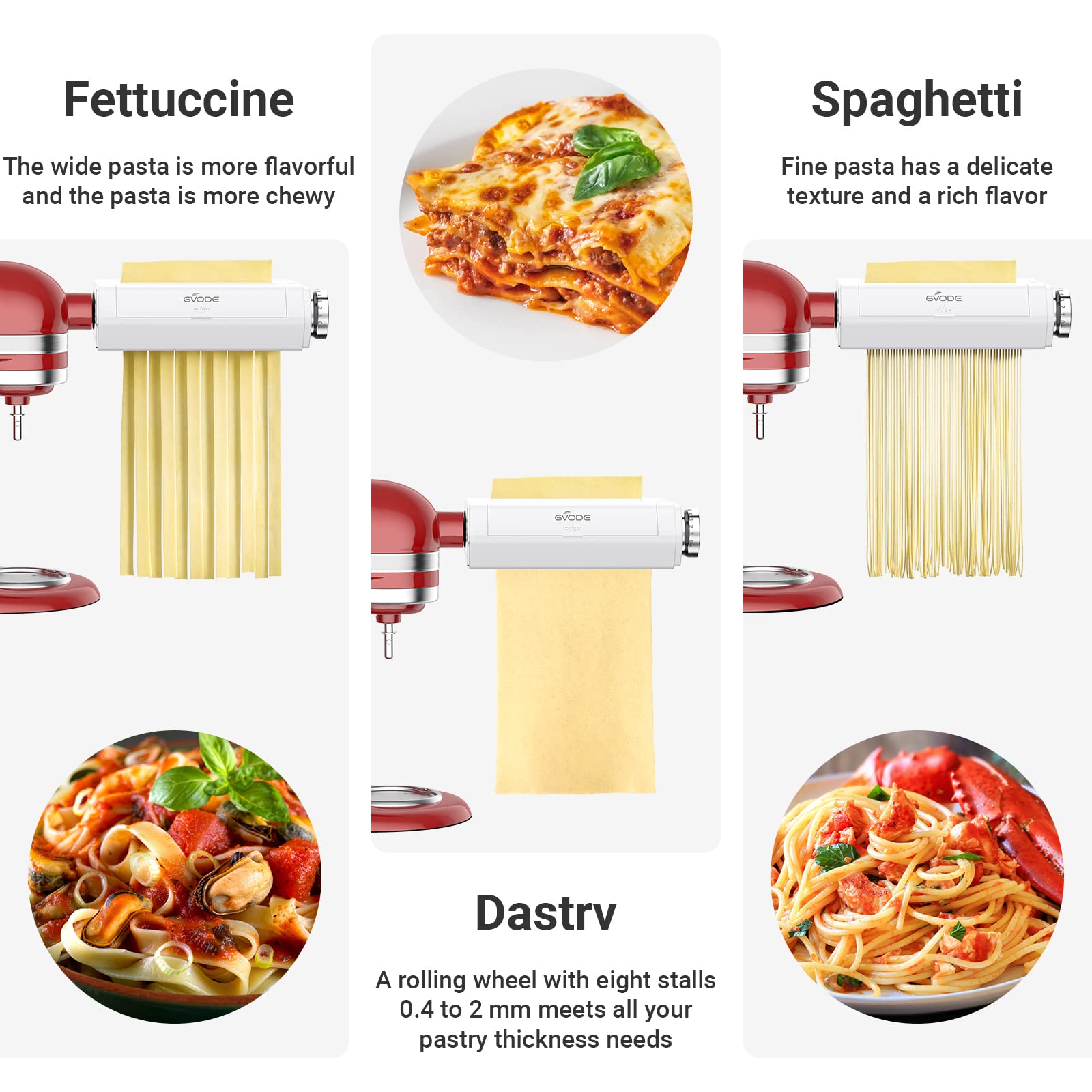 3-in-1 Pasta Maker Attachment for KitchenAid Stand Mixer - Includes Spaghetti, Fettuccine Cutter & Pasta Roller - Homemade Noodle Machine for Fresh Pasta - Perfect for Italian Dishes, Family Dinners & Cooking Enthusiasts