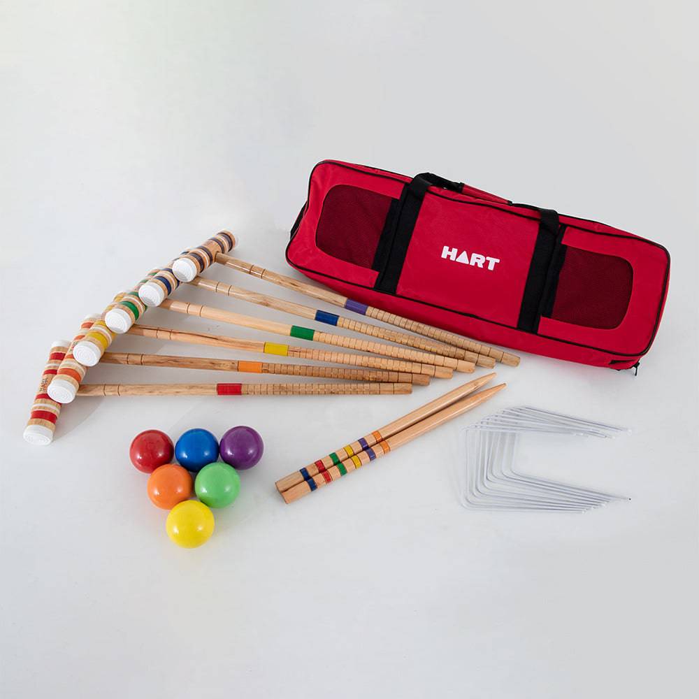 HART Premium Senior Croquet Set - 6 Player Outdoor Lawn Game Set with Mallets, Balls, Stakes & Carrying Case - Perfect for Backyard Parties, Picnics & Family Gatherings