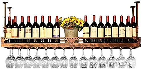 Premium Ceiling Mounted Wine Rack - Adjustable Height Metal Iron Hanging Wine Bottle & Glass Holder (80X35Cm) - Perfect for Kitchen, Bar, Restaurant & Home Wine Storage Organization