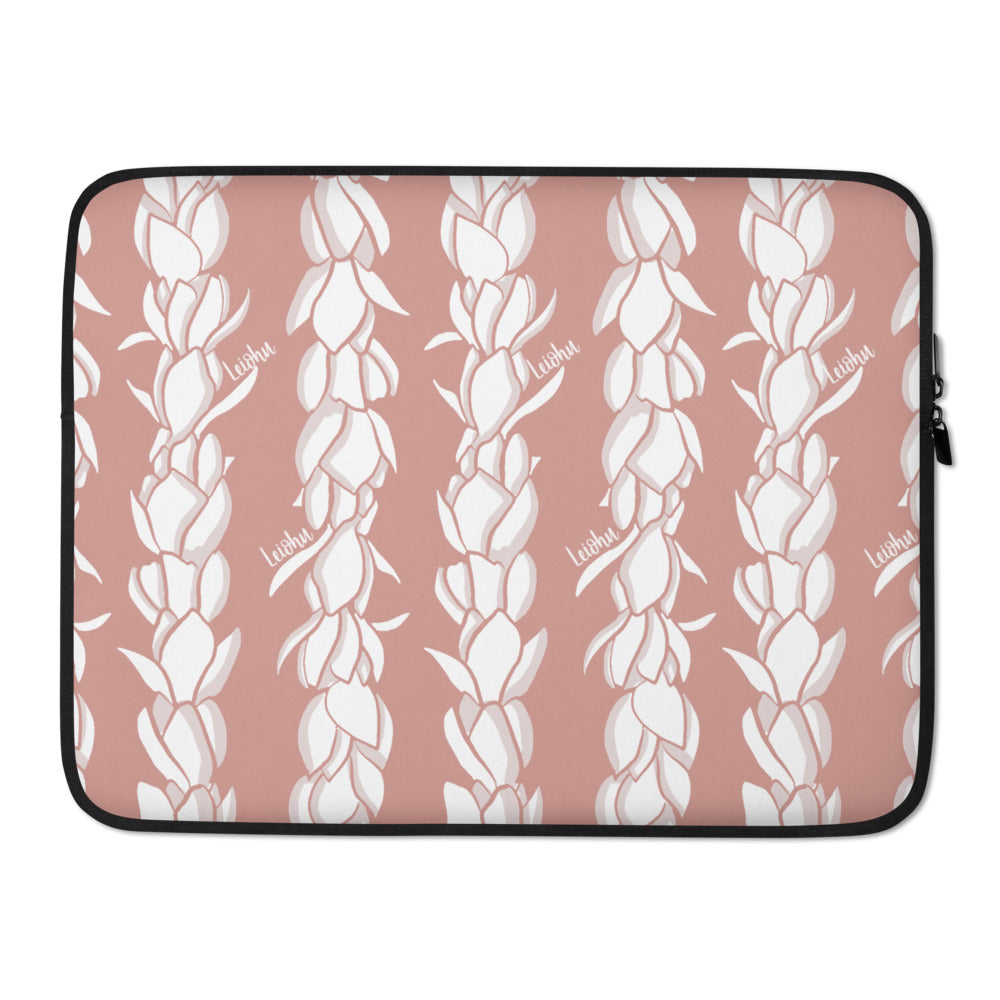 Pikake Lei Laptop Sleeve - 13 Inch 14 Inch 15 Inch Laptop Case with Floral Hawaiian Design, Protective Neoprene Cover for MacBook Air Pro, Travel & Office Use