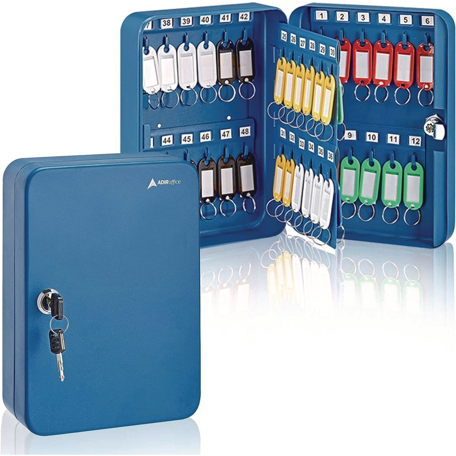 AdirOffice 48-Key Steel Secure Key Cabinet with Key Lock - Stainless Steel 304 Key Storage Box (7.1