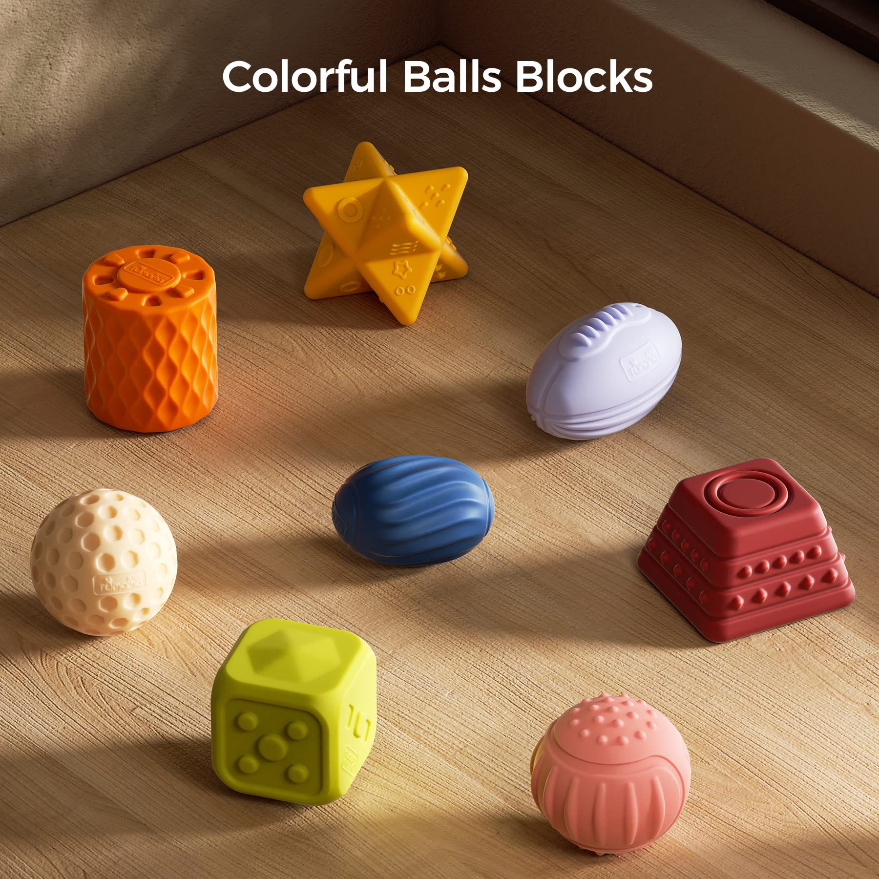 TUMAMA 8-Pack Baby Sensory Balls Set - Soft Textured Squeeze Toys for Infants 3-12 Months | Montessori Learning & Easter Gift | Perfect for Tummy Time, Sensory Play & Early Childhood Development