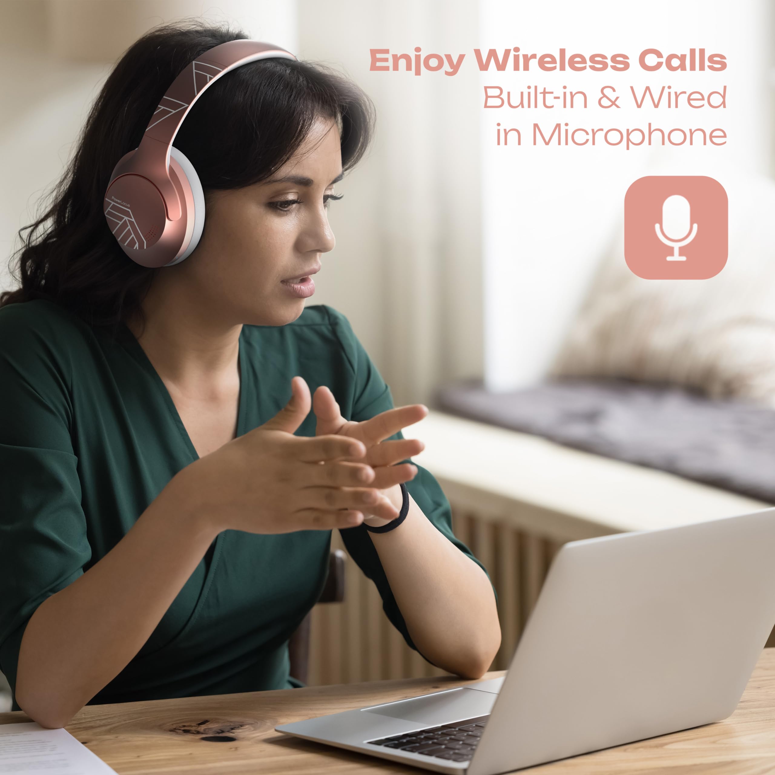 PowerLocus Bluetooth Over-Ear Headphones - 50 Hours Playtime, Wireless Foldable Headset with Built-in Mic, Lightweight HiFi Stereo Sound - Includes Carrying Case & Wired Mode for Phone Calls, PC Gaming, Travel & Commuting