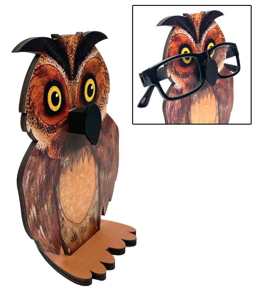 Wooden Animal Eyeglasses Holder & Sunglasses Stand - Cute Glasses Display Organizer for Desk, Dresser, or Nightstand - Perfect Gift for Home & Office Decor