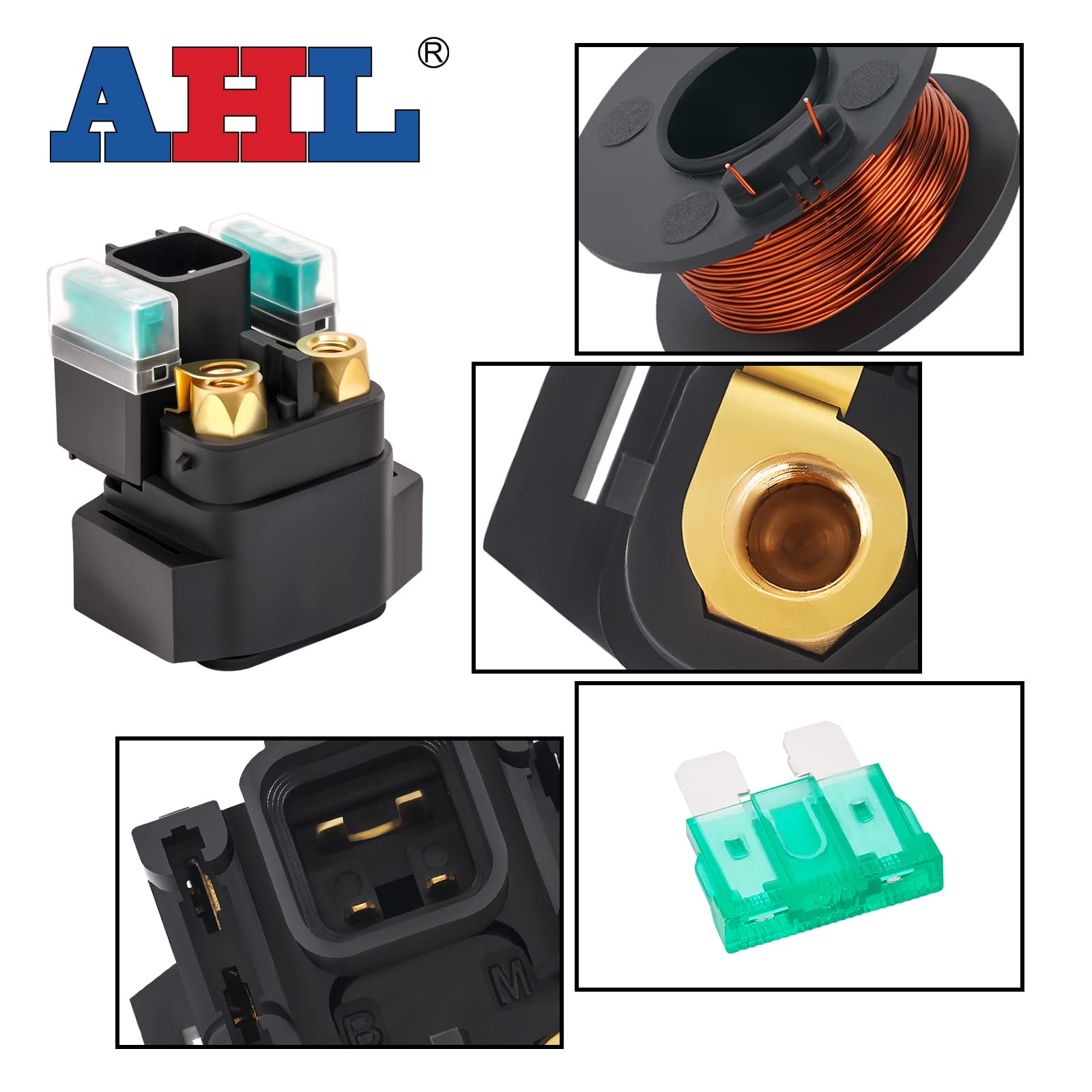 AHL Starter Solenoid Relay Compatible with Suzuki VL1500 VL1500T Intruder 1998-2009 - Replacement Part for Motorcycle Engine Starting System - Perfect for DIY Repairs & Maintenance