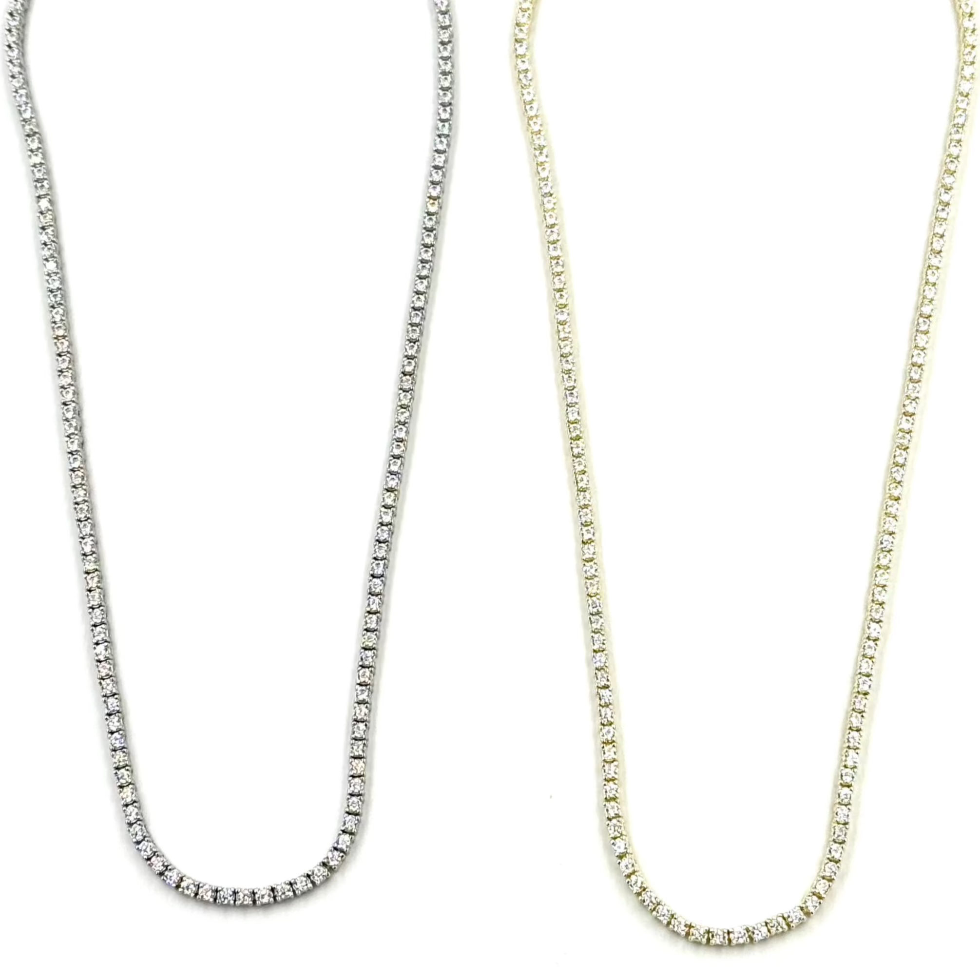 Ashley Gold Sterling Silver 5.00CTW Tennis Necklace - Elegant Diamond Tennis Chain for Women, Perfect for Weddings, Parties & Special Occasions