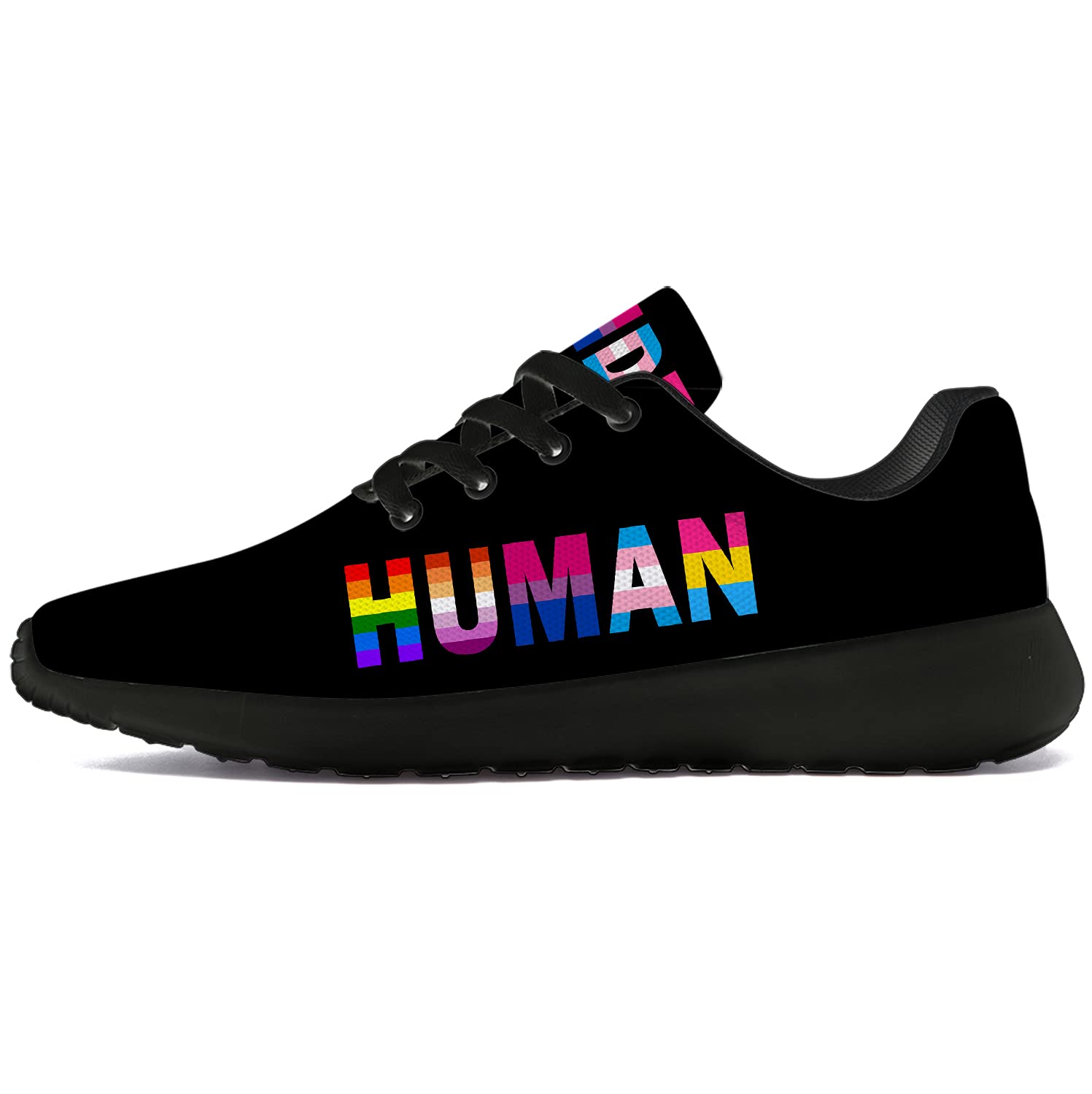 **Men's & Women's LGBTQ Rainbow Running Shoes - Comfortable Walking & Tennis Sneakers for LGBTQ+ Community - Size 11 Men/13 Women - Black - Perfect for Pride Events, Workouts & Casual Wear**