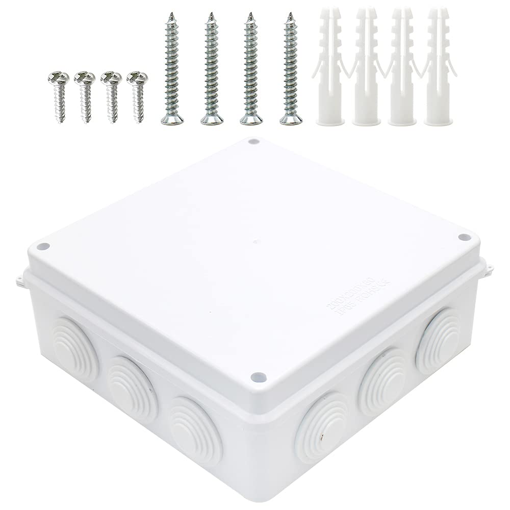 MAKERELE IP65 Waterproof Electrical Junction Box - ABS Plastic Enclosure for Outdoor & Indoor Use - 7.9×7.9×3.1 Inch (200×200×80mm) Universal Project Box - Ideal for Solar Panels, Garden Lighting & Home Wiring Projects