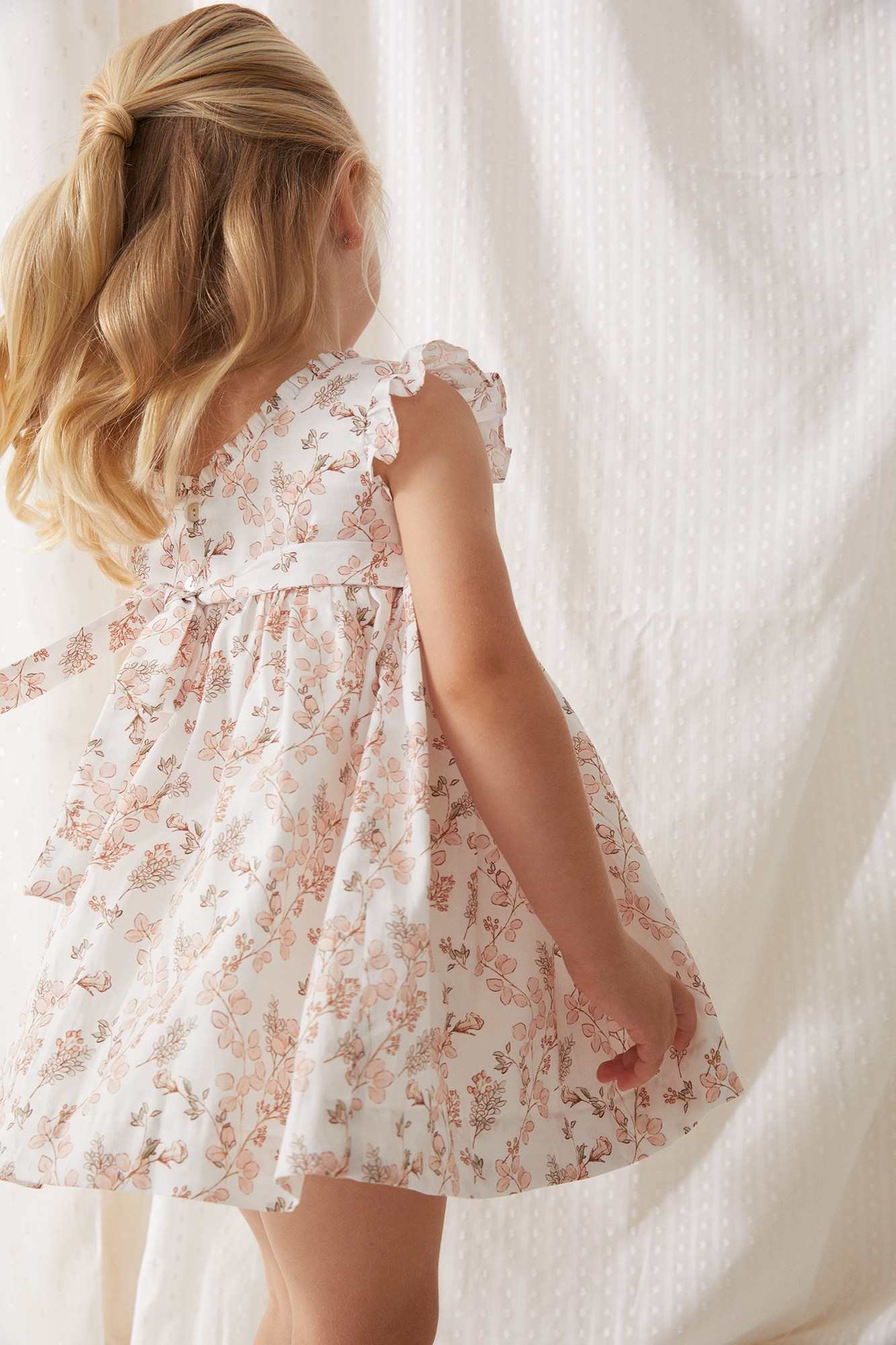 Sybil Pale Pink Floral Smocked Dress for Women | Summer Boho Midi Dress with Ruffles | Perfect for Beach Vacations, Garden Parties & Date Nights