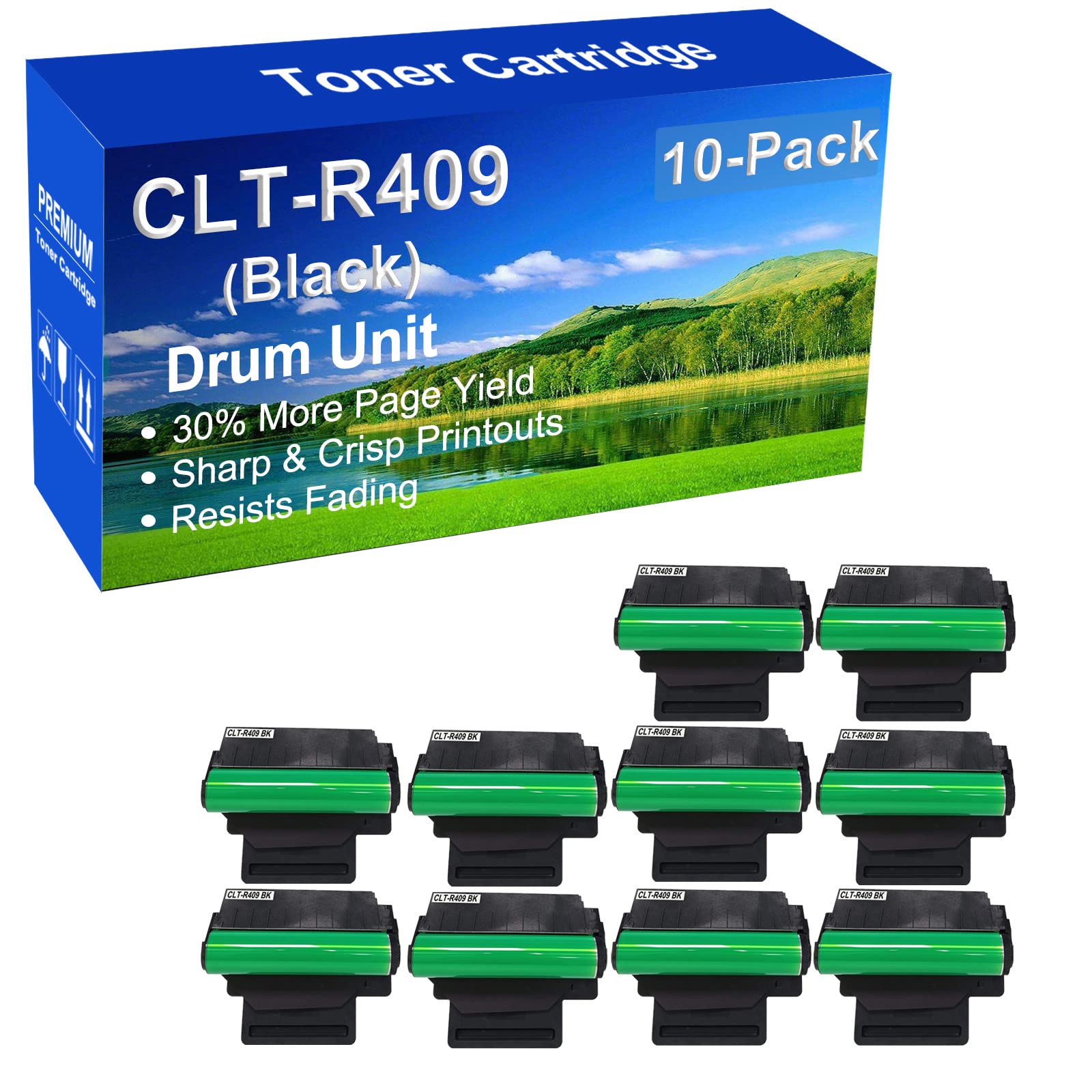 10-Pack Samsung CLP 325W/CLP 320/CLP 320n Compatible CLT-R409 Black Toner Drum Kit - Perfect for Office Printing & High Volume Document Production