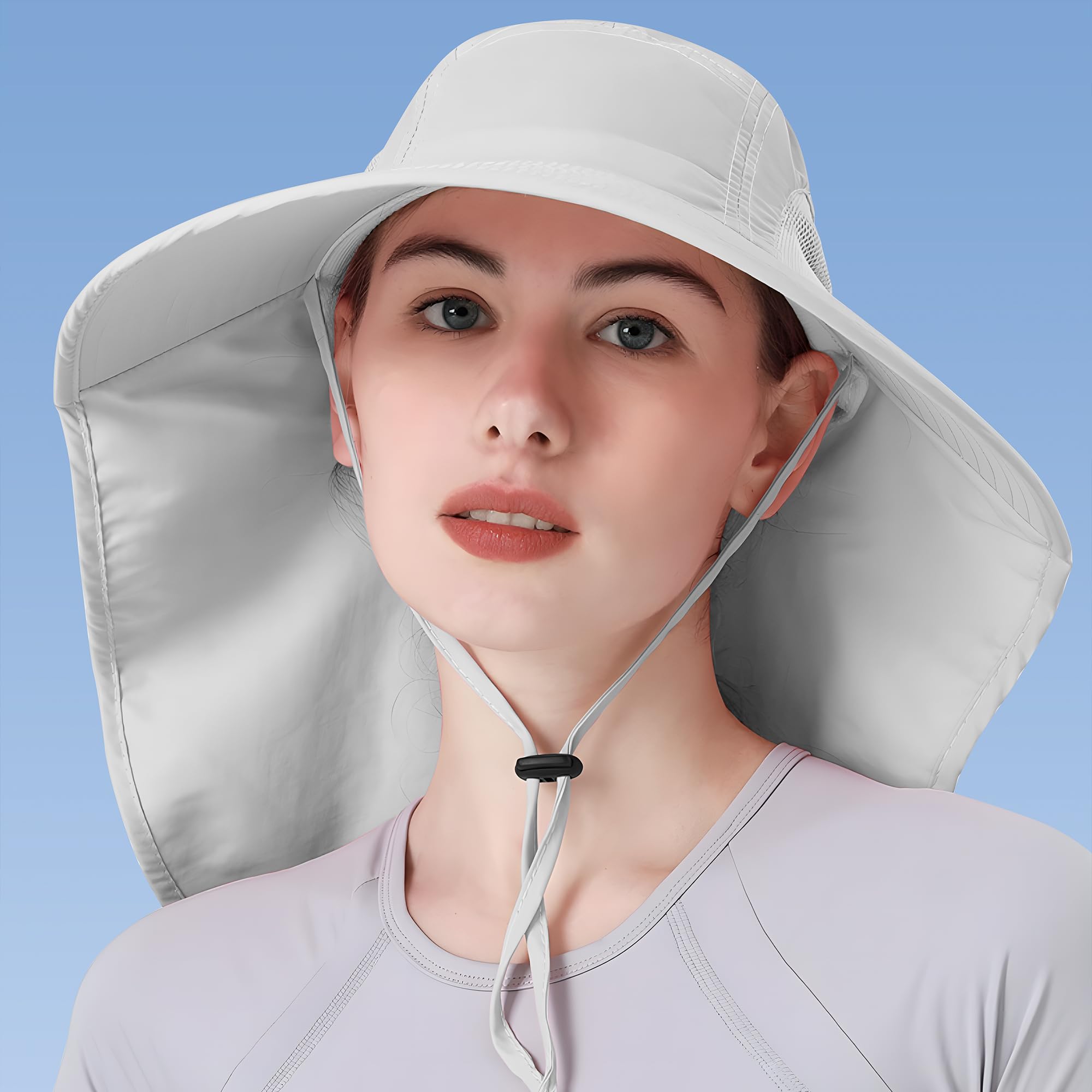 Women's UPF 50+ Sun Hat with Wide Brim - Foldable Waterproof Bucket Hat with Neck Flap for UV Protection - Perfect for Summer, Beach, Fishing, Hiking & Outdoor Activities