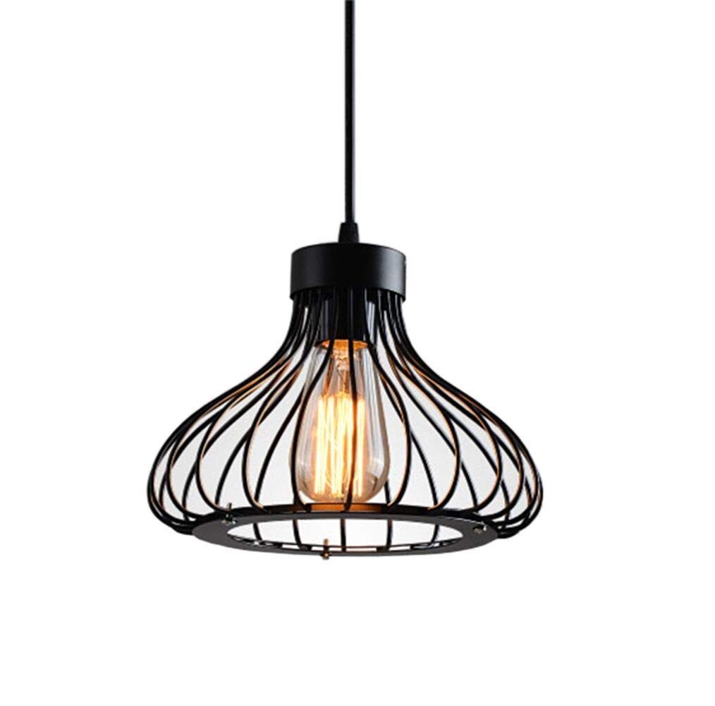 Vintage Industrial Pendant Light Fixture - Black Metal Cage Chandelier for Loft, Bar, Restaurant & Living Room | Energy Efficient Retro Ceiling Lamp | Perfect for Dining Rooms, Kitchens & Commercial Spaces