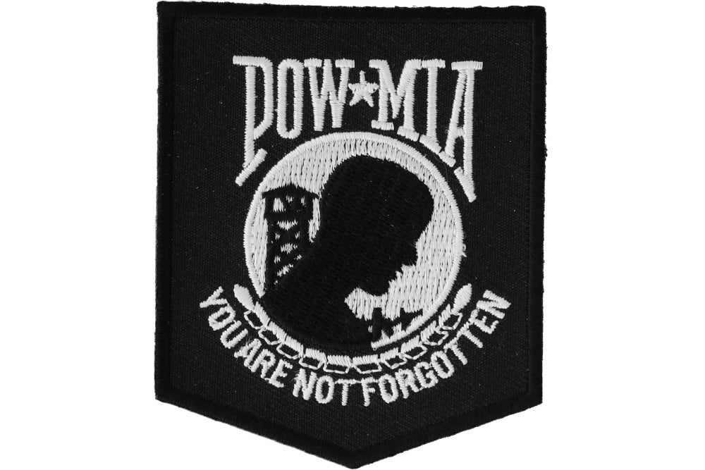 POW MIA Embroidered Patch - Black & White - Military Honor Badge for Jackets, Hats & Bags | Veteran Apparel Accessory