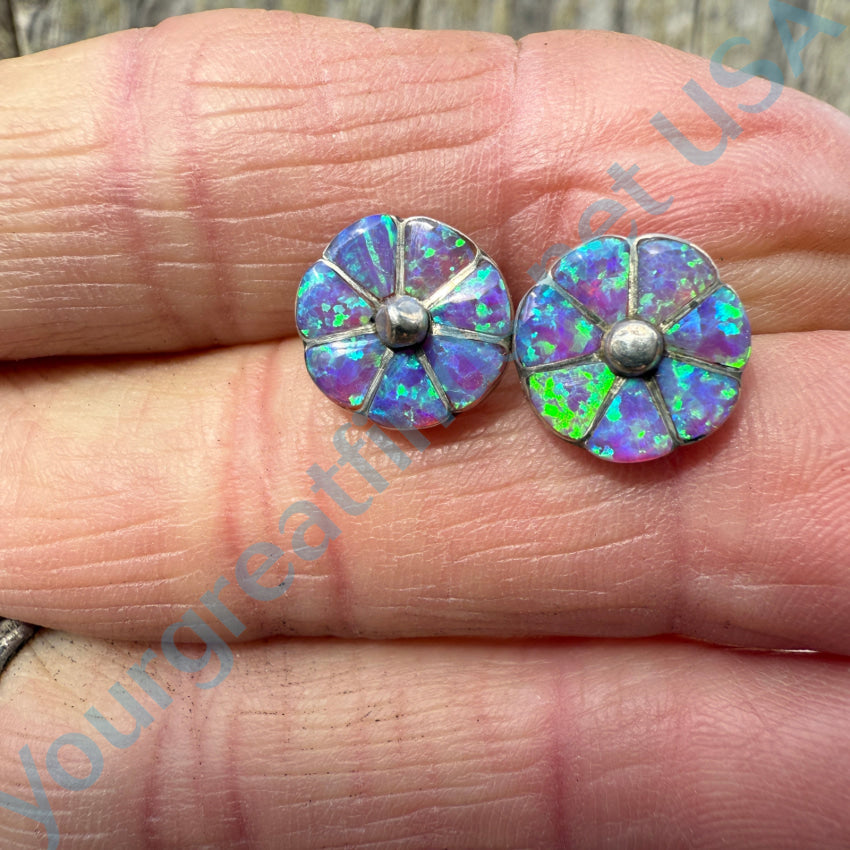 Opal Inlay Sterling Silver Pierced Stud Earrings for Women – Perfect for Everyday Wear & Special Occasions