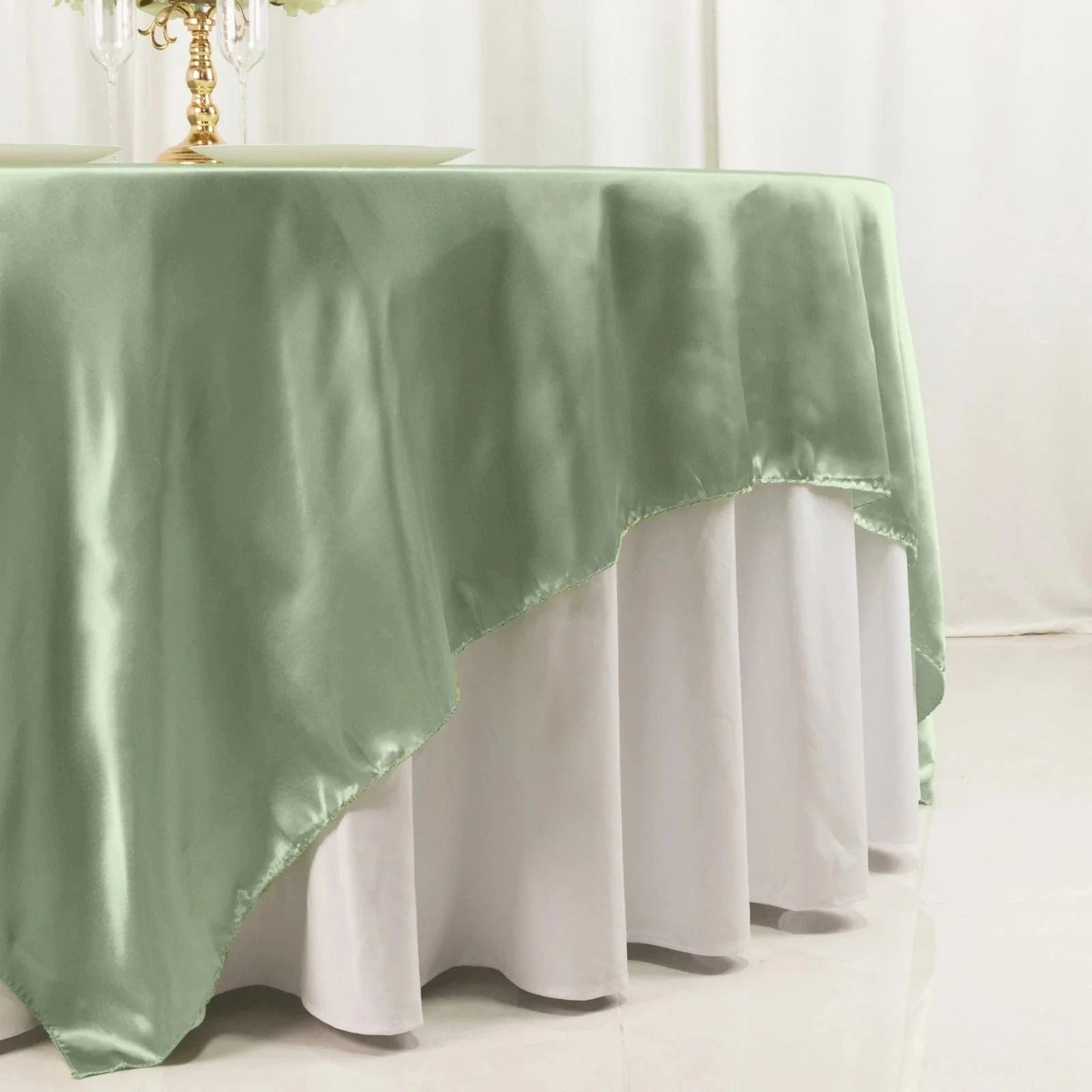 90 x 90 Inch Satin Table Overlay - Premium Square Tablecloth for Weddings, Parties & Events - Elegant Dining Table Cover for Home Decor & Special Occasions