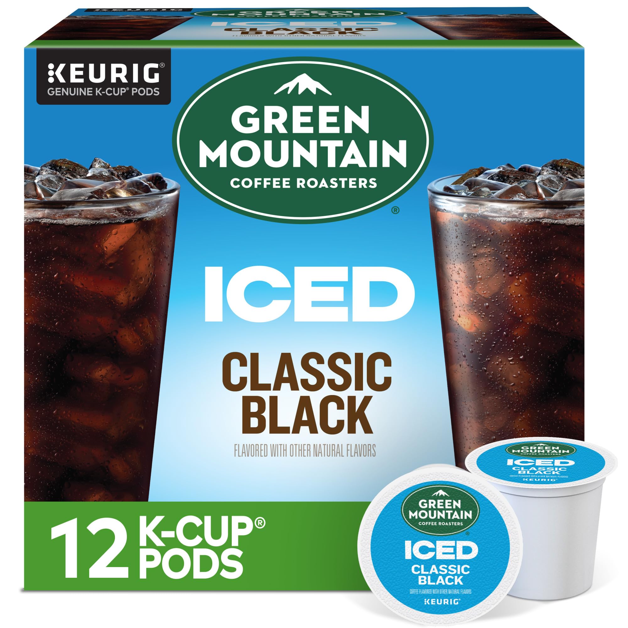Green Mountain Coffee Roasters ICED Classic Black K-Cup Pods - Medium Roast Iced Coffee for Keurig Brewers (72 Count) | Perfect for Summer Refreshment, Office Break or Iced Coffee Lovers