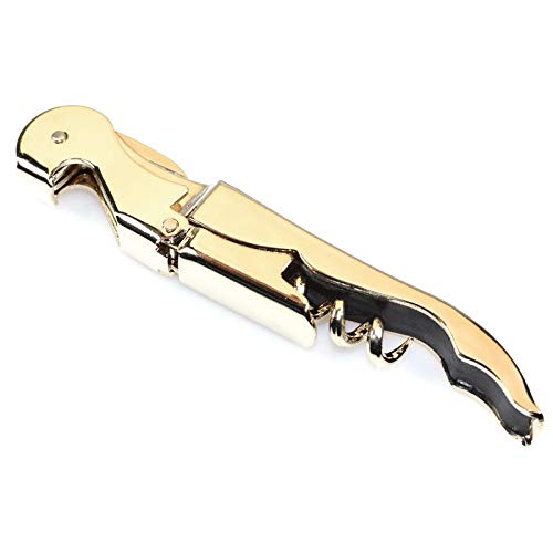 Premium Gold Plated Corkscrew Double Hinge Waiter's Wine Key - Professional Wine Bottle Opener for Restaurants, Bars & Home Entertaining - Perfect for Wine Tastings, Dinner Parties & Gifts