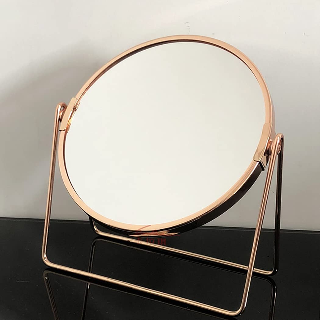 360° Rotating Double-Sided Metal Makeup Mirror - Electroplated Sturdy Vanity Mirror for Home & Travel | Perfect for Dressing Table, Bathroom & Portable Beauty Use
