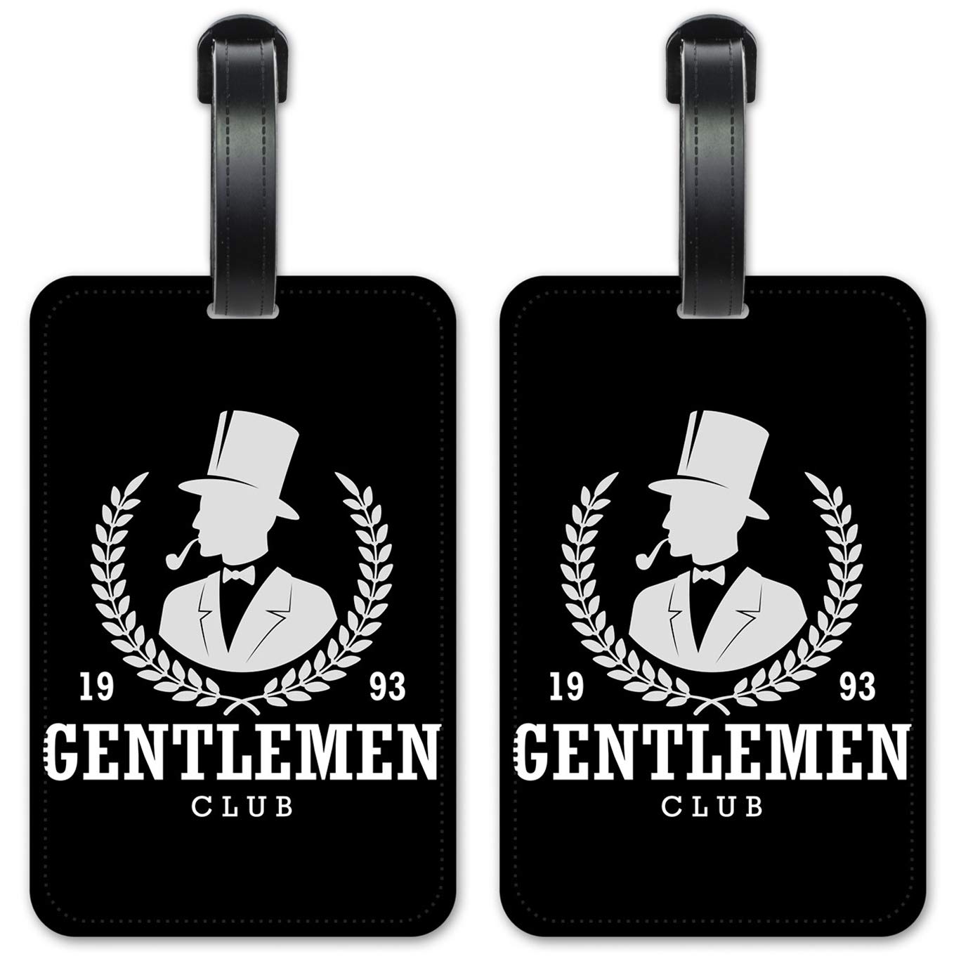 Vintage Gentleman's Club 1993 Luggage ID Tags - Set of 2 Personalized Suitcase Identification Cards for Travel, Business Trips & Vacation