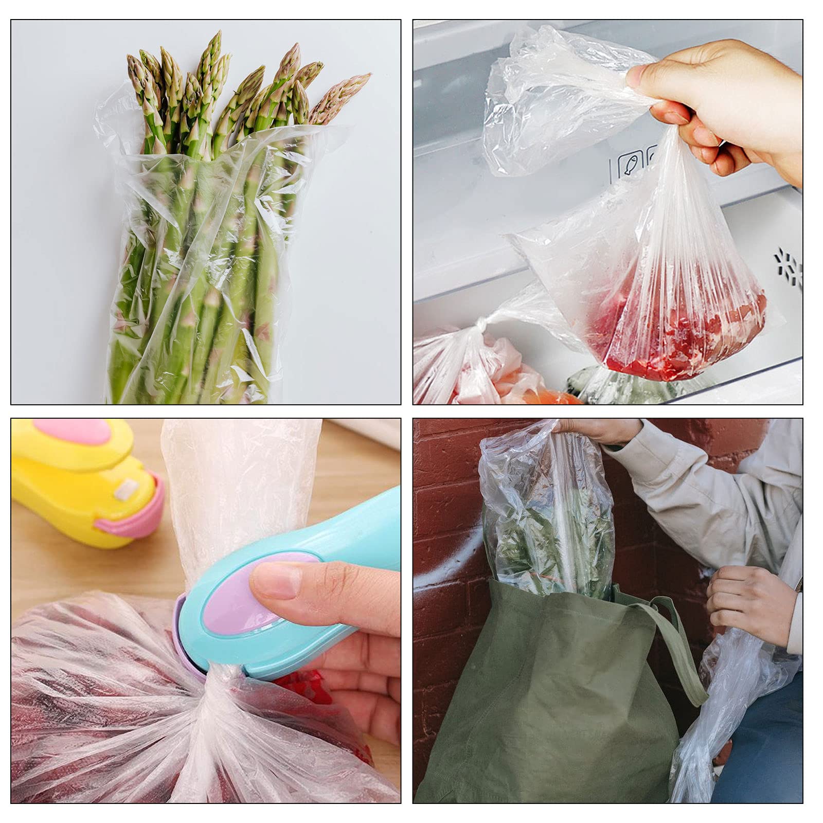 FUNSUEI 1000 Count 10x14 Inch Clear Plastic Produce Bags on Rolls - Bulk Food Storage Bags for Bread, Fruits, Vegetables, Grocery Shopping & Farmers Market Use (1 Roll/500 Bags)