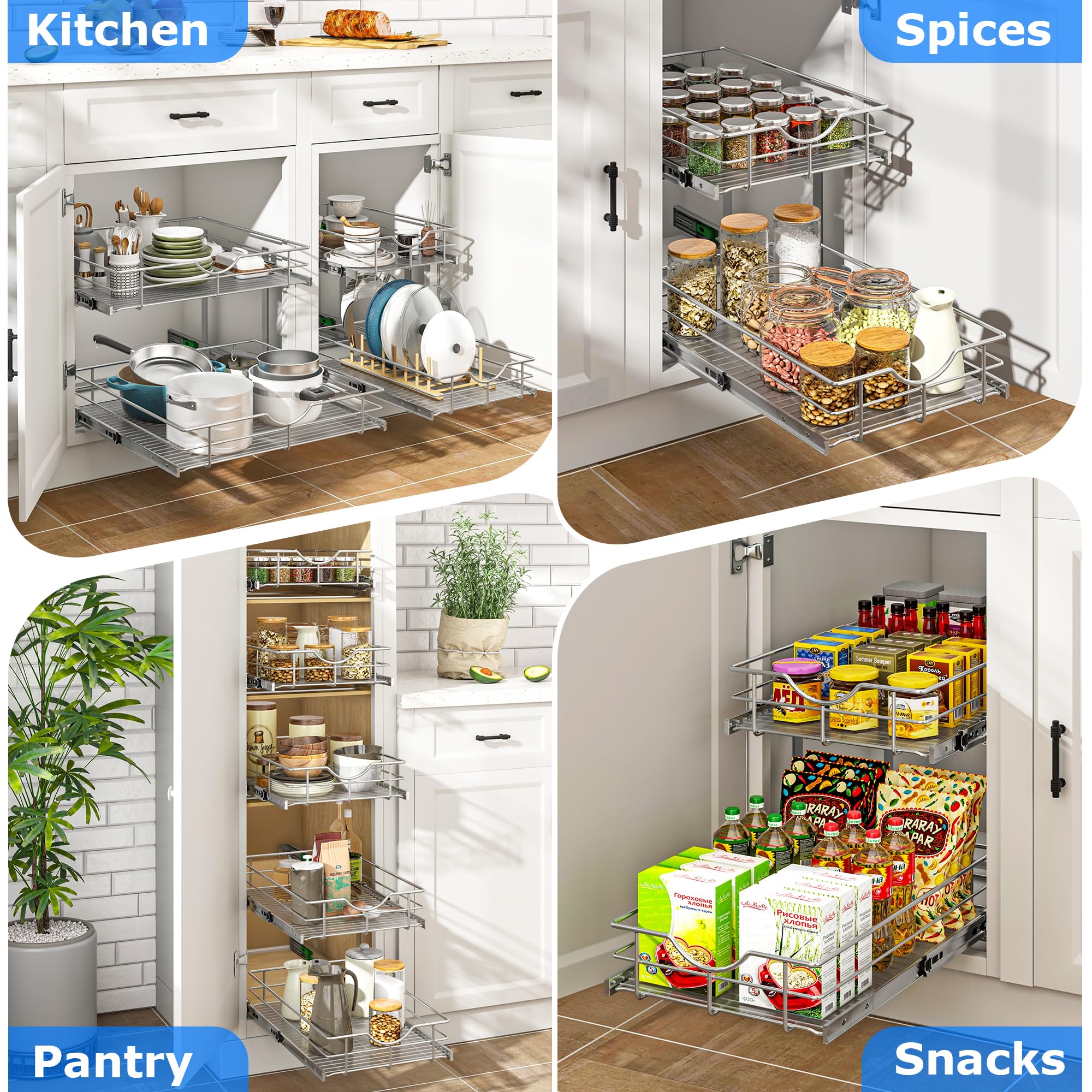 WelFurGeer 2 Tier Soft Close Pull Out Cabinet Organizer - 20
