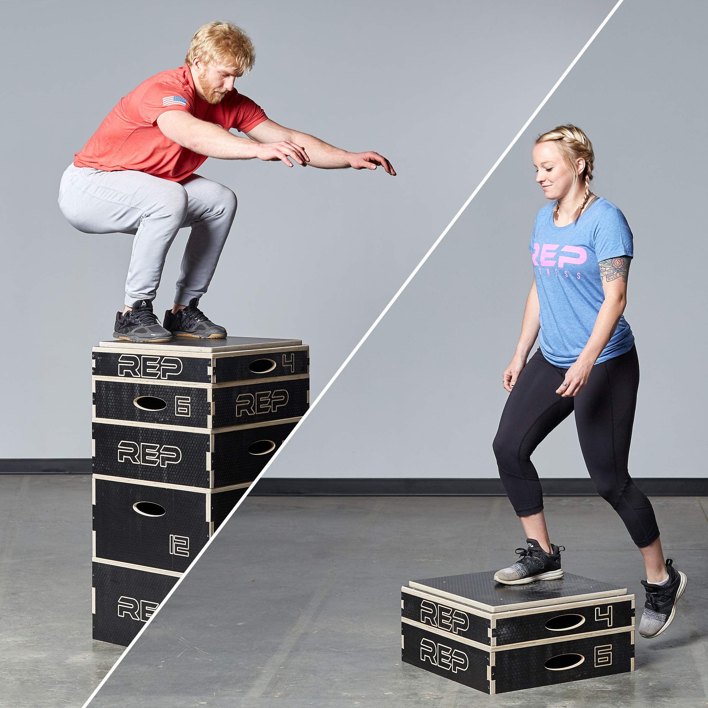 REP Fitness Stackable Wood Plyometric Box for Jump Training, CrossFit, and Home Gym Workouts - 4/6/8/12 Inch Plyo Box Sizes, Fully Assembled - Perfect for HIIT, Agility Drills, and Strength Conditioning