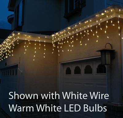 150 Warm White LED Icicle Christmas Lights - 15ft Green Wire, Commercial Grade M5 Bulbs for Outdoor Holiday Decorations - Perfect for Roof, Eaves, Trees, and Holiday Displays